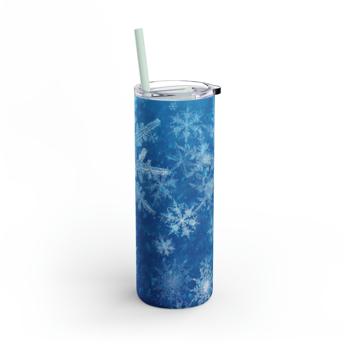 Sky Blue Snowflakes Maars Maker Skinny Matte Tumbler, 20oz
