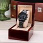 Personalize & Customized Black Chronograph Watch With Luxury Box Included