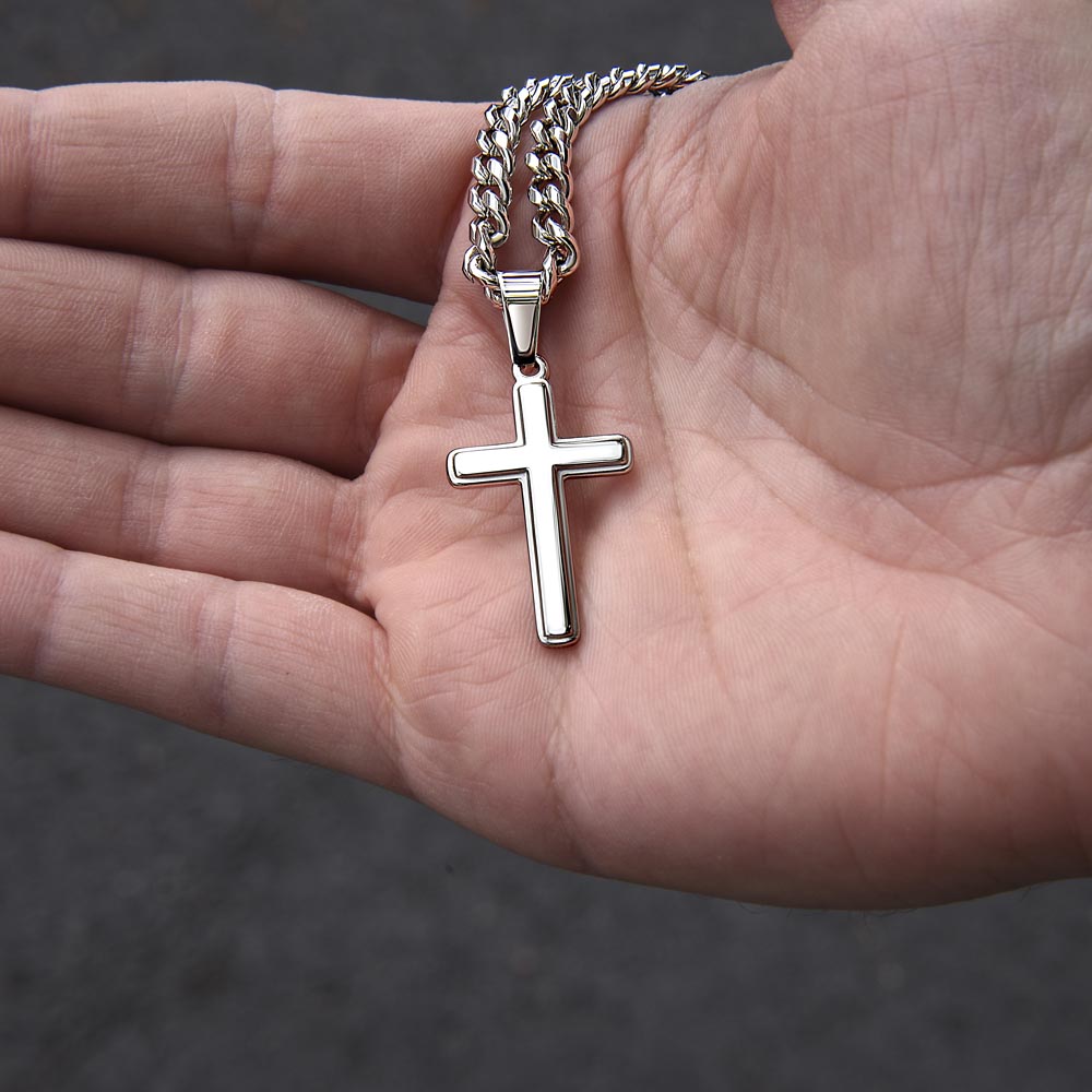 TO OUR SON CROSS NECKLACE FROM MOM & DAD