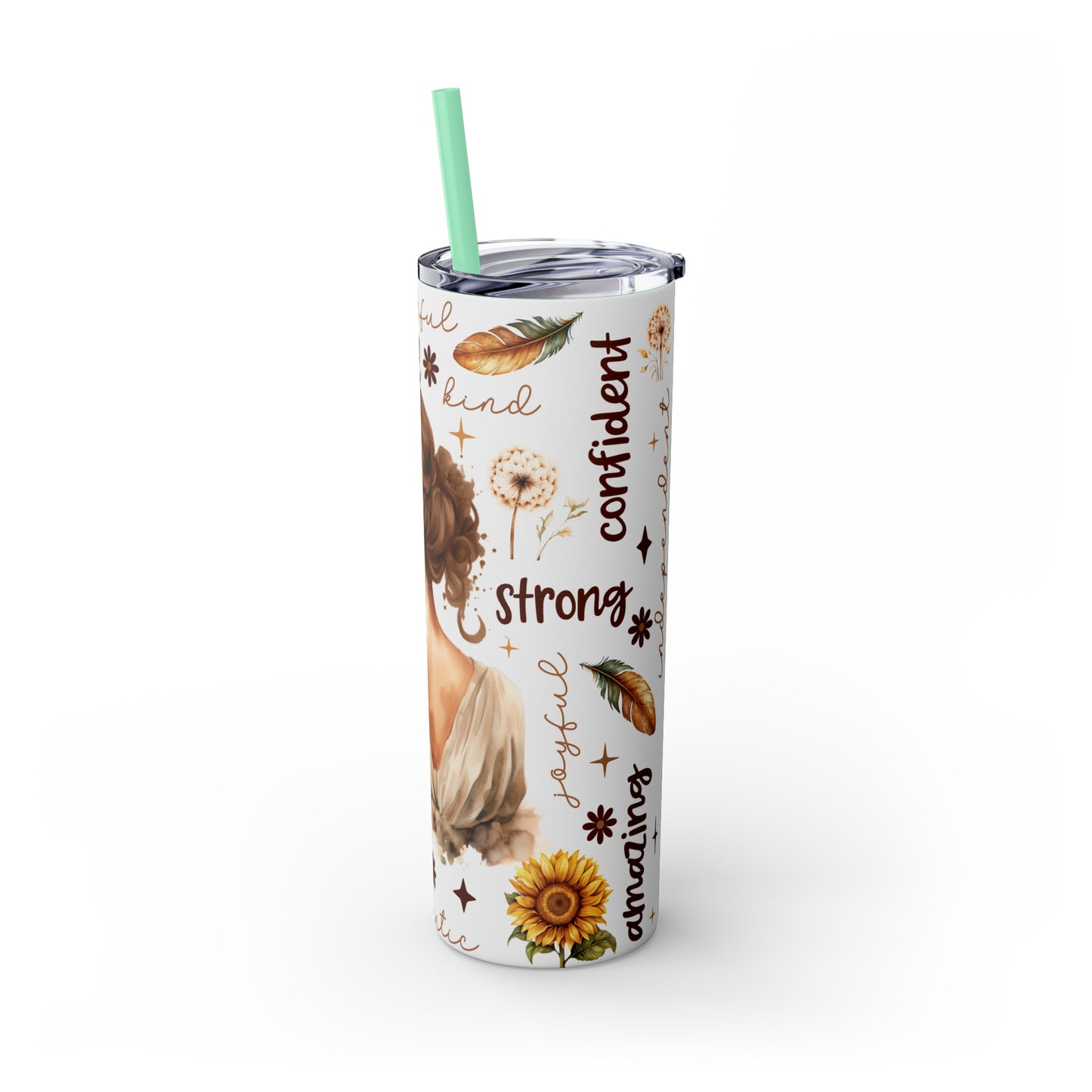 Affirmation Beauty -Skinny Tumbler with Straw, 20oz