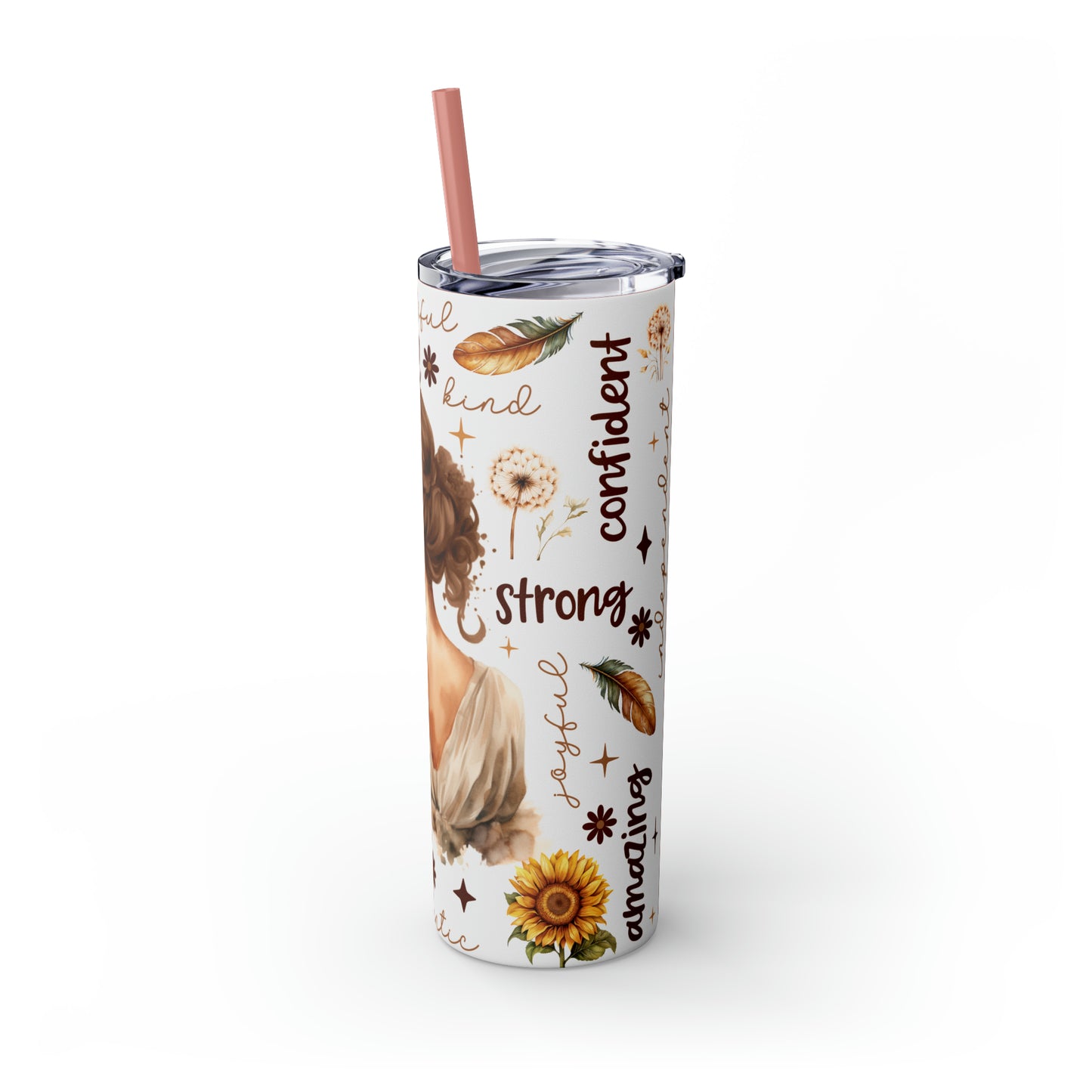 Affirmation Beauty -Skinny Tumbler with Straw, 20oz