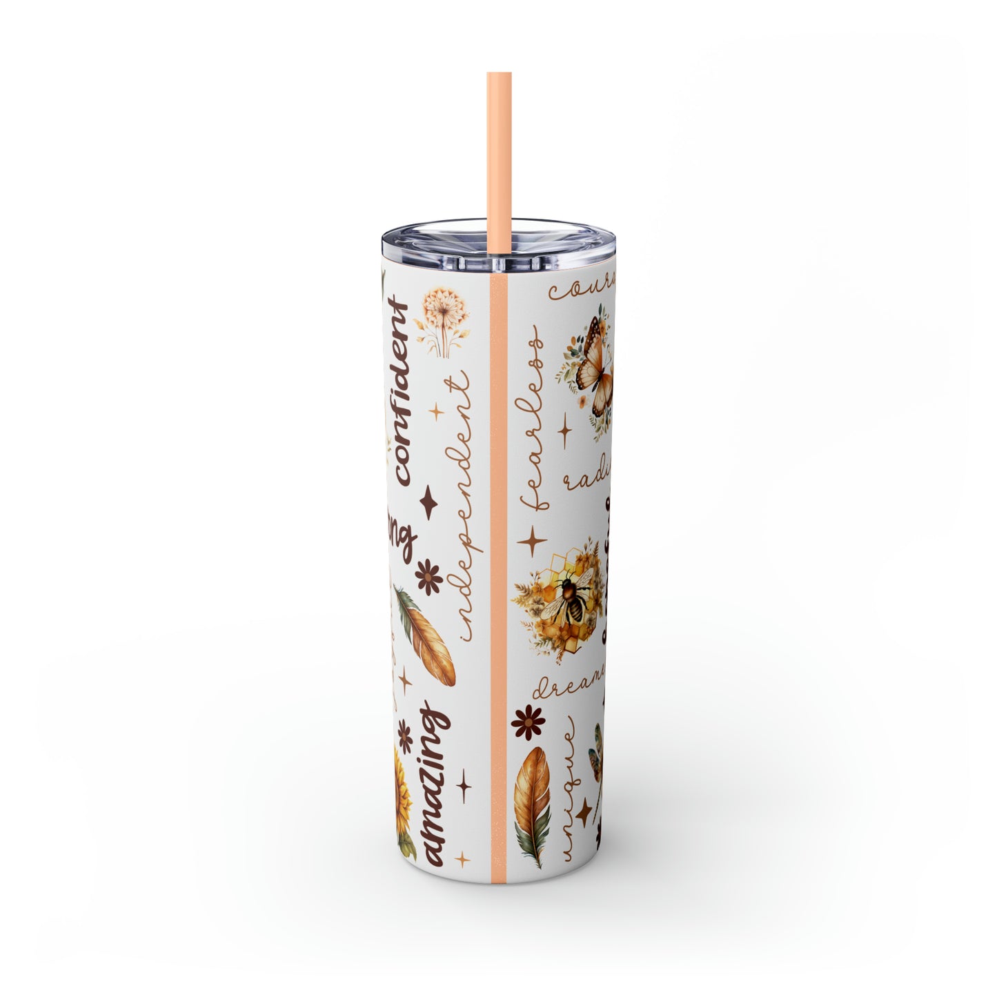 Affirmation Beauty -Skinny Tumbler with Straw, 20oz
