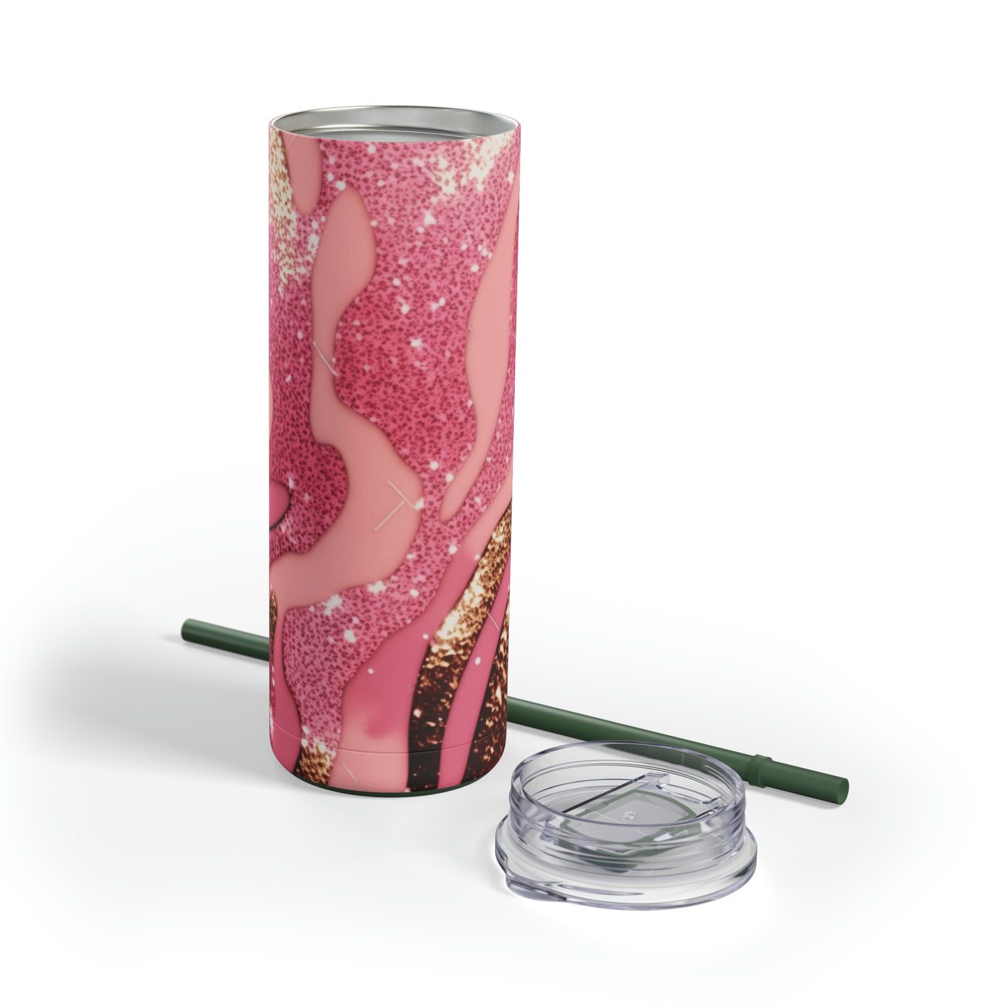 Glitter Pink Animal Maars Maker Skinny Matte Tumbler, 20oz