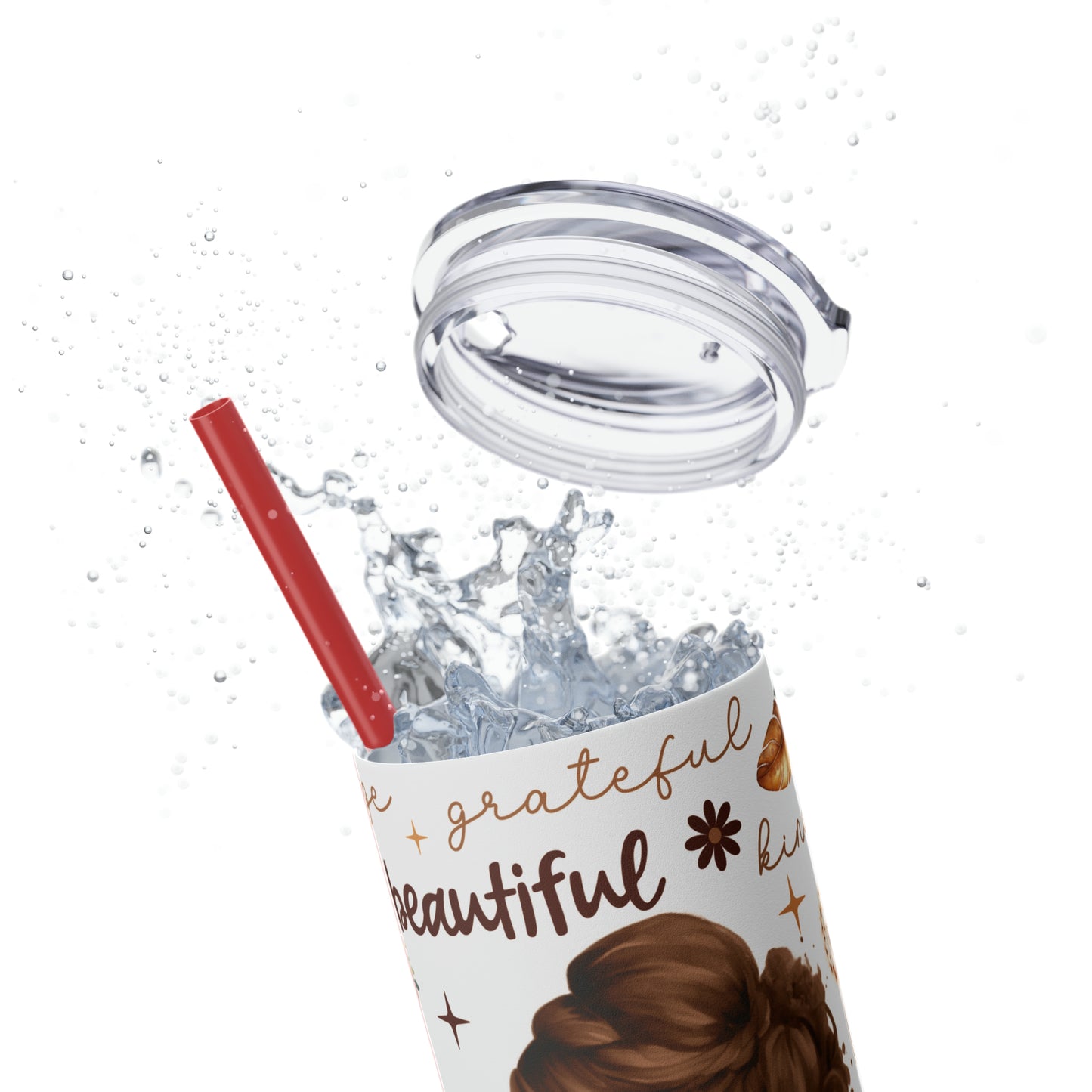 Affirmation Beauty -Skinny Tumbler with Straw, 20oz