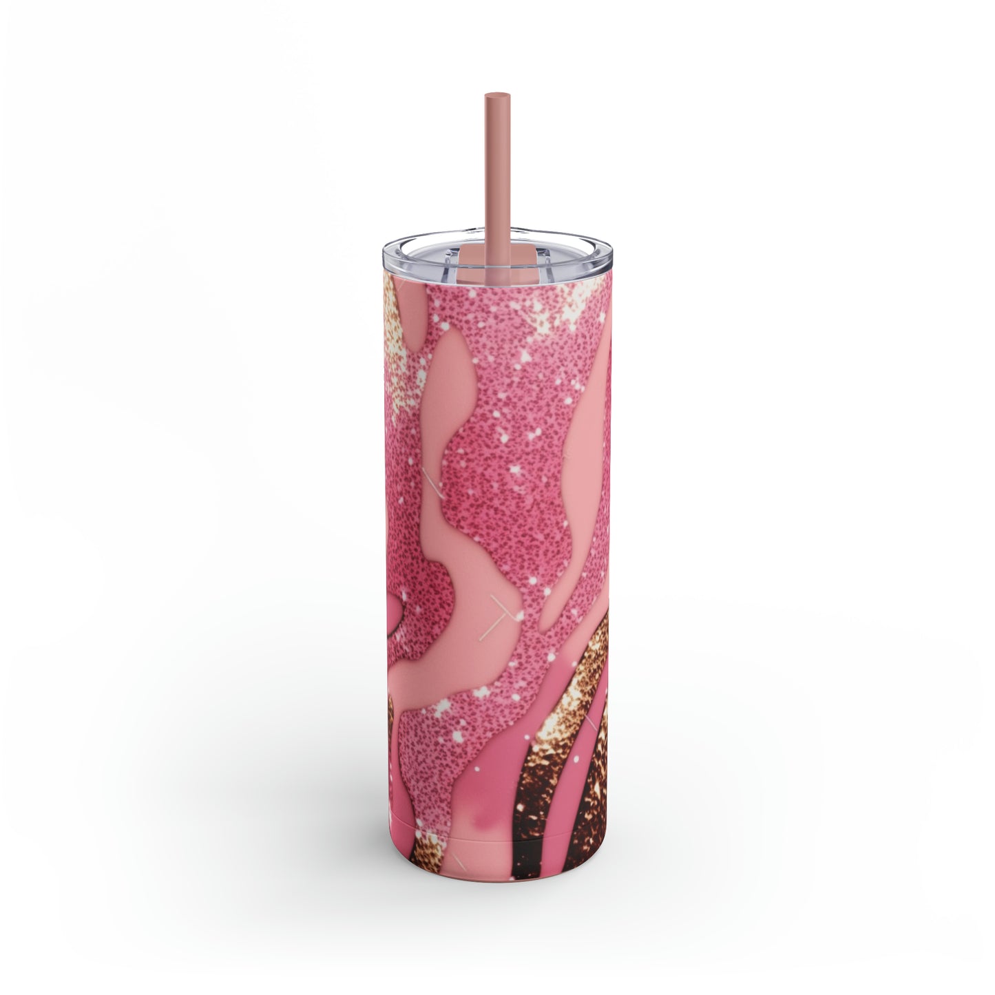 Glitter Pink Animal Maars Maker Skinny Matte Tumbler, 20oz