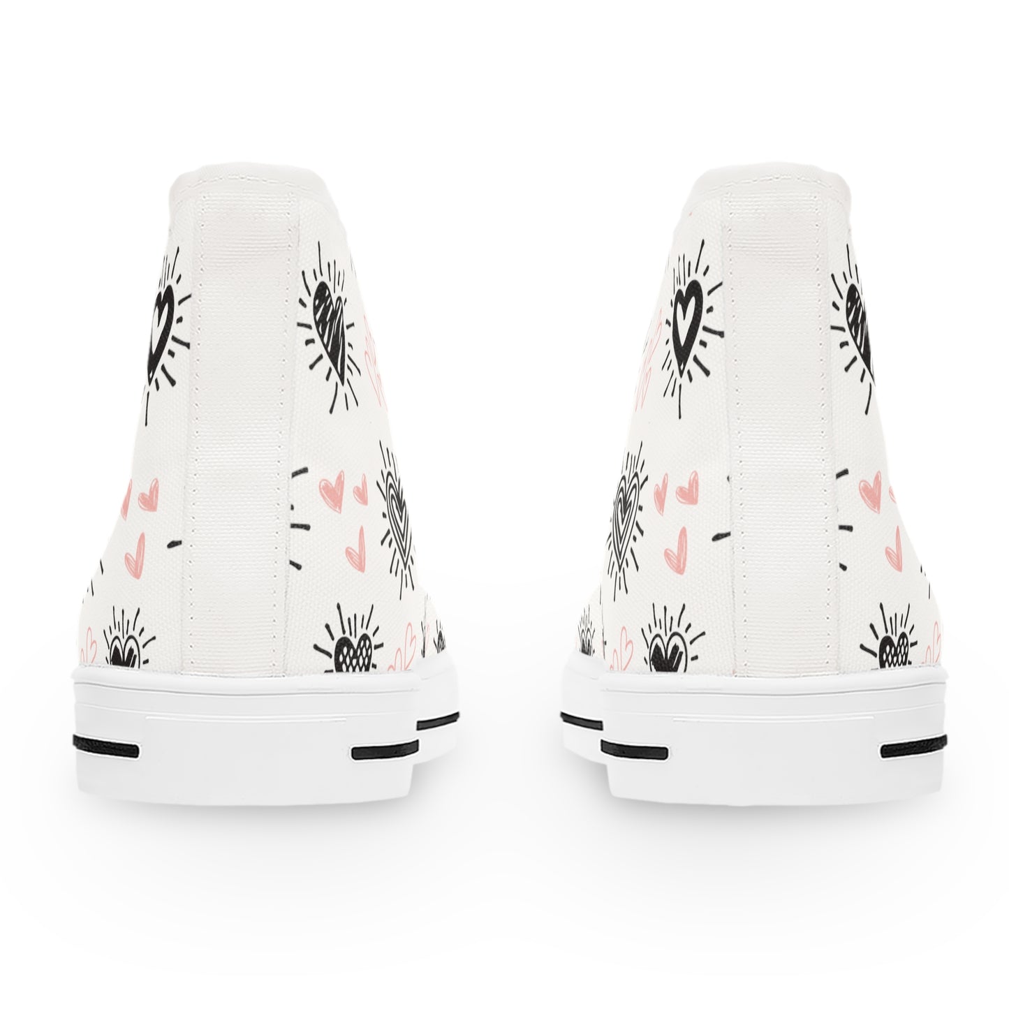 Black and Pink Hearts-Women's High Top Sneakers