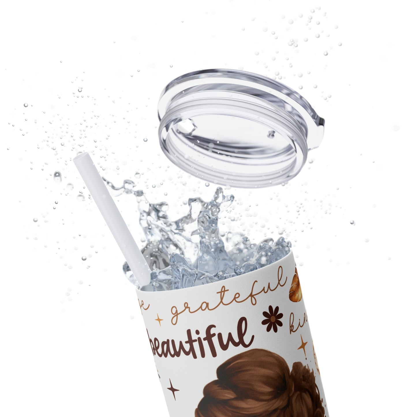 Affirmation Beauty -Skinny Tumbler with Straw, 20oz