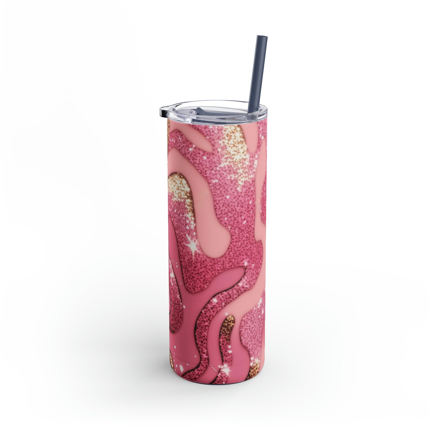 Glitter Pink Animal Maars Maker Skinny Matte Tumbler, 20oz