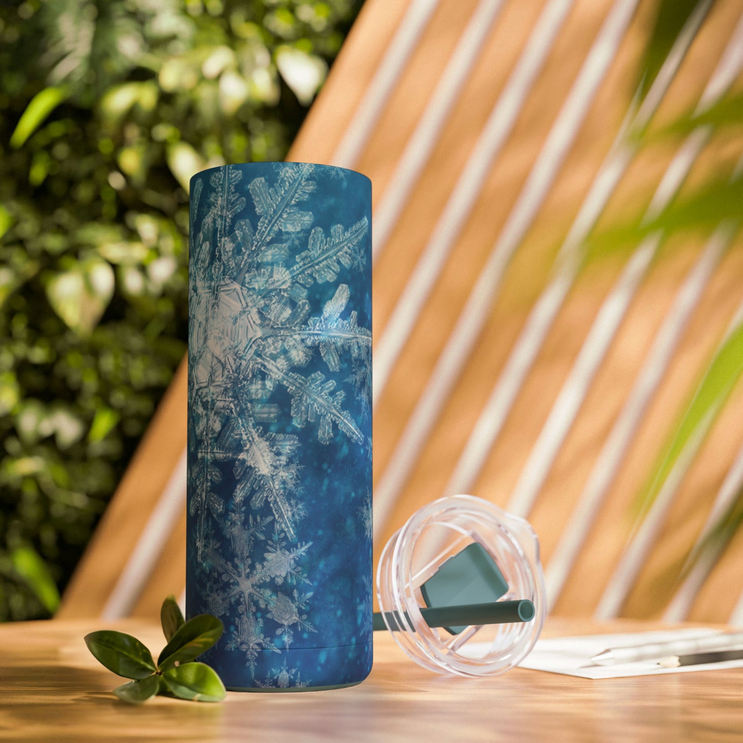 Sky Blue Snowflakes Maars Maker Skinny Matte Tumbler, 20oz