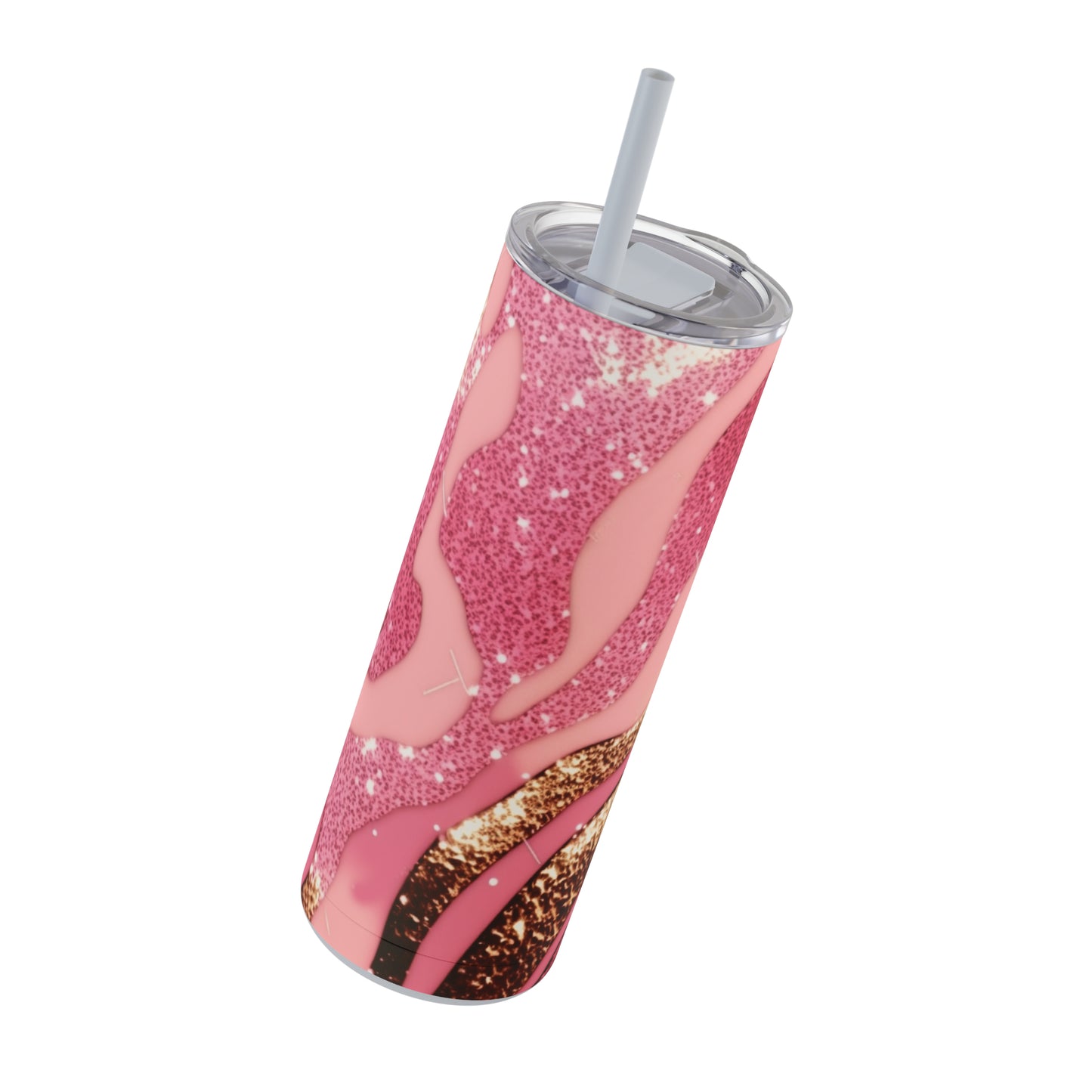 Glitter Pink Animal Maars Maker Skinny Matte Tumbler, 20oz