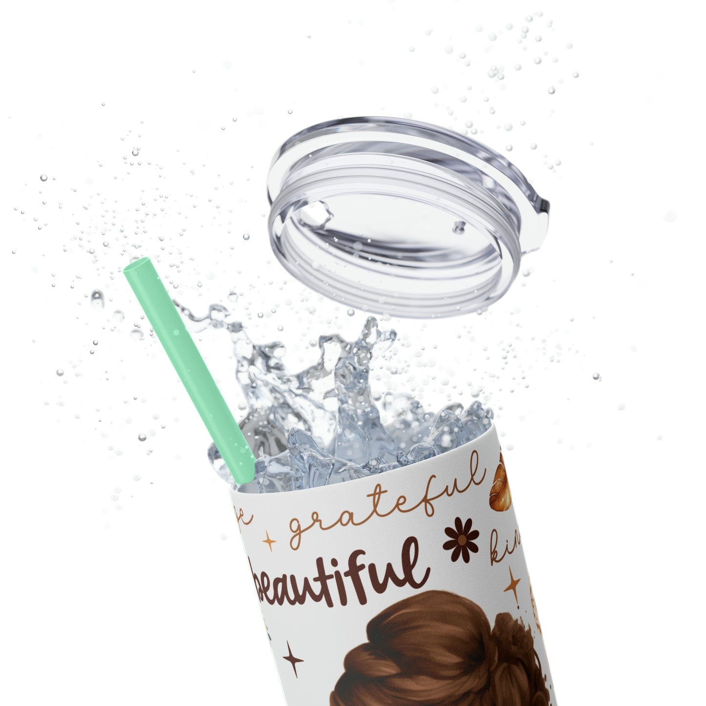 Affirmation Beauty -Skinny Tumbler with Straw, 20oz