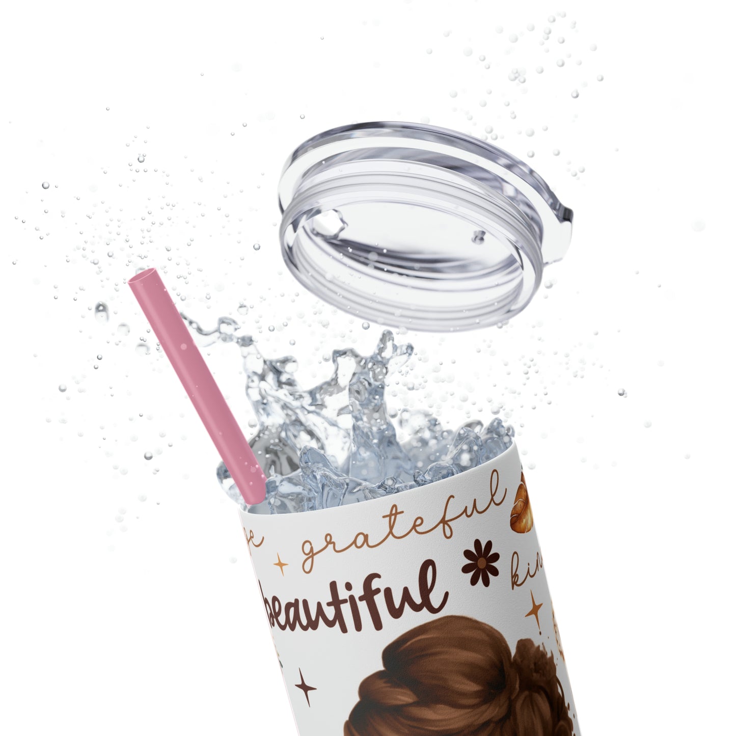Affirmation Beauty -Skinny Tumbler with Straw, 20oz
