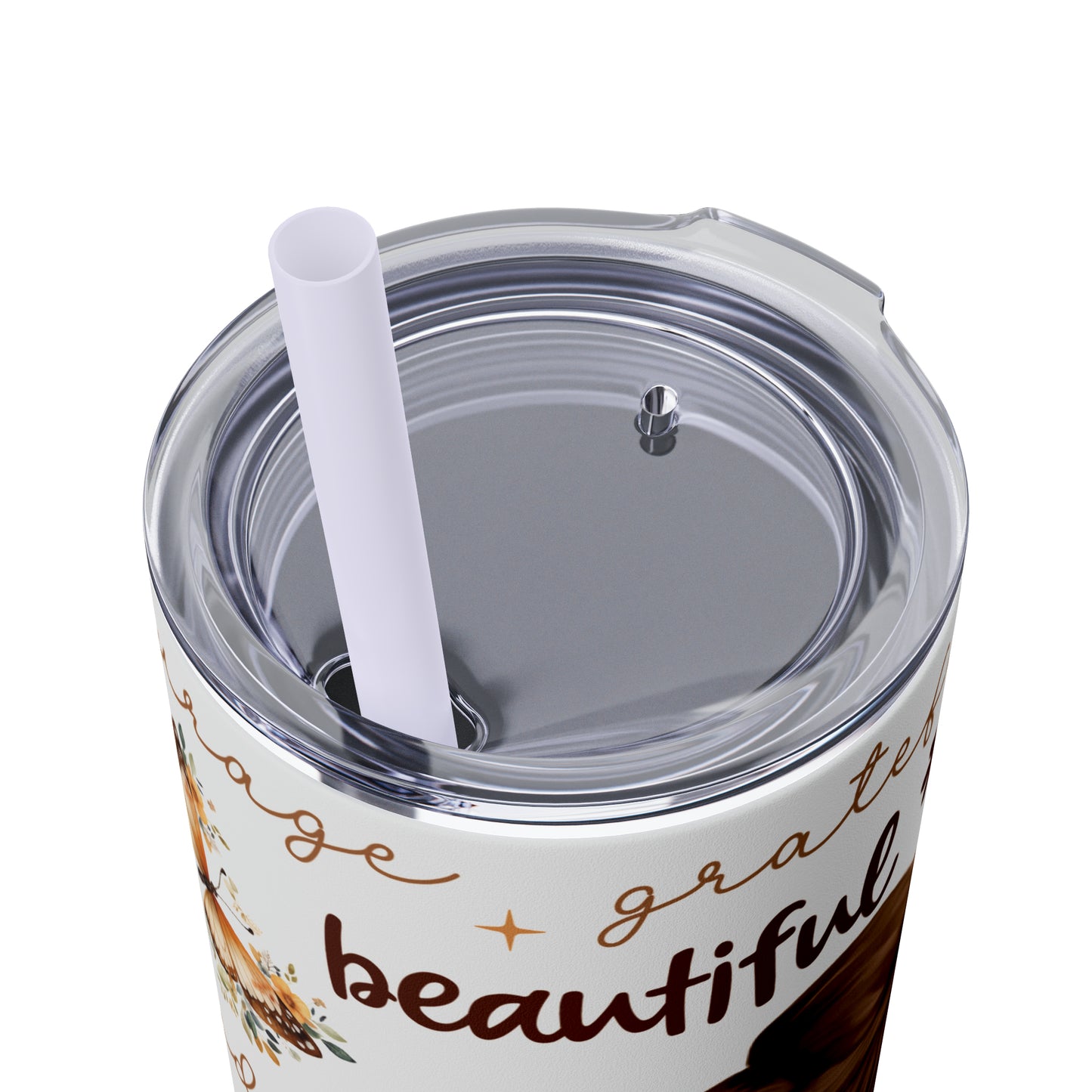 Affirmation Beauty -Skinny Tumbler with Straw, 20oz