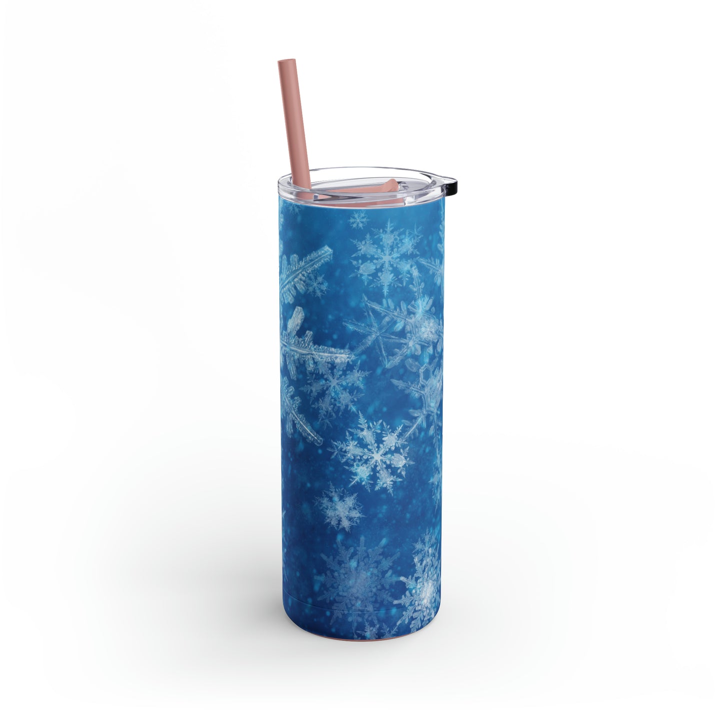 Sky Blue Snowflakes Maars Maker Skinny Matte Tumbler, 20oz