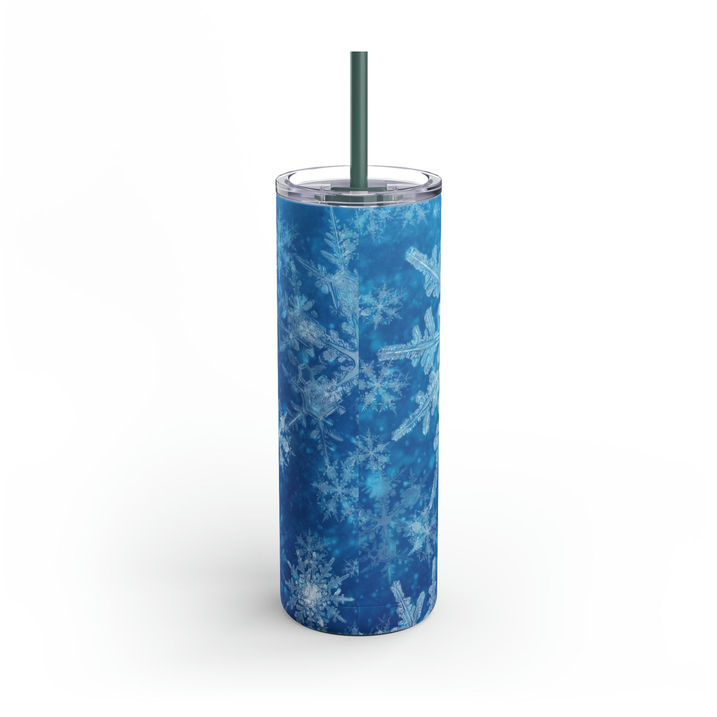 Sky Blue Snowflakes Maars Maker Skinny Matte Tumbler, 20oz