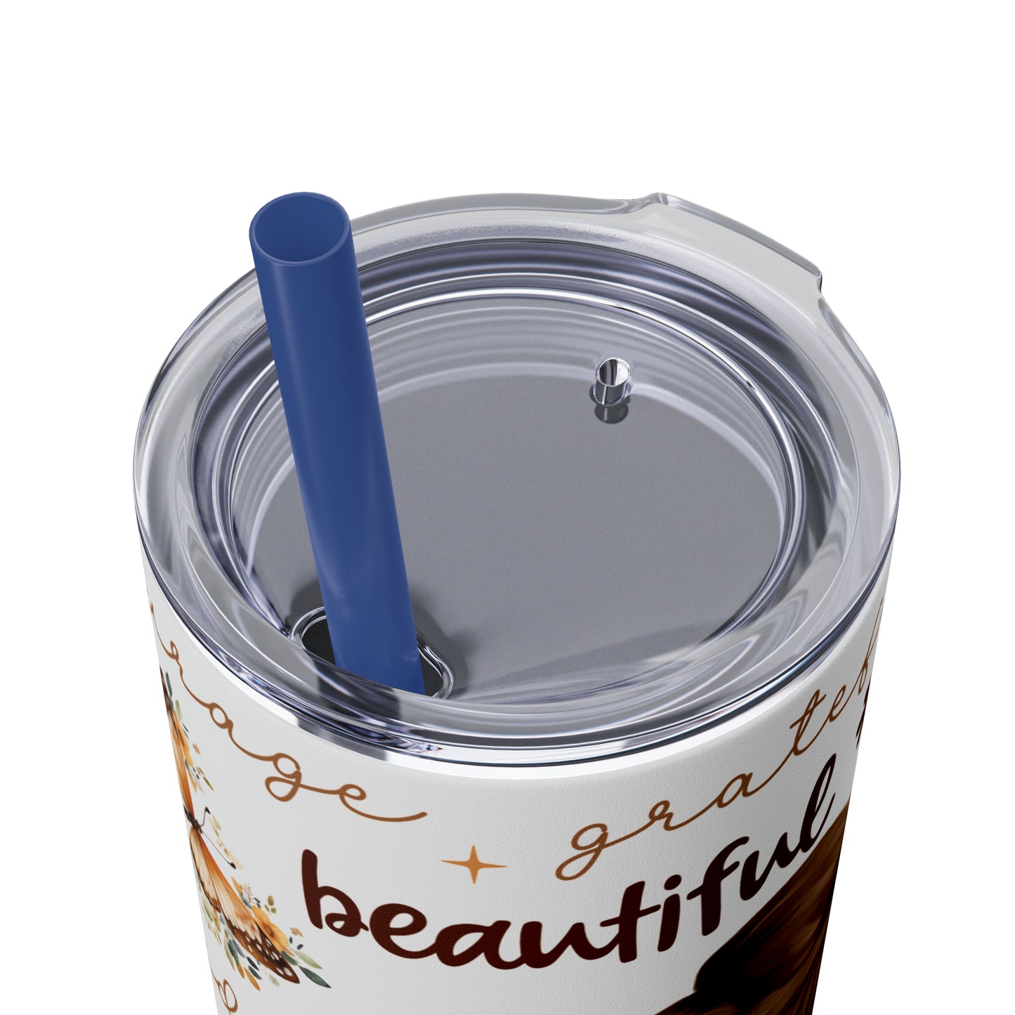 Affirmation Beauty -Skinny Tumbler with Straw, 20oz