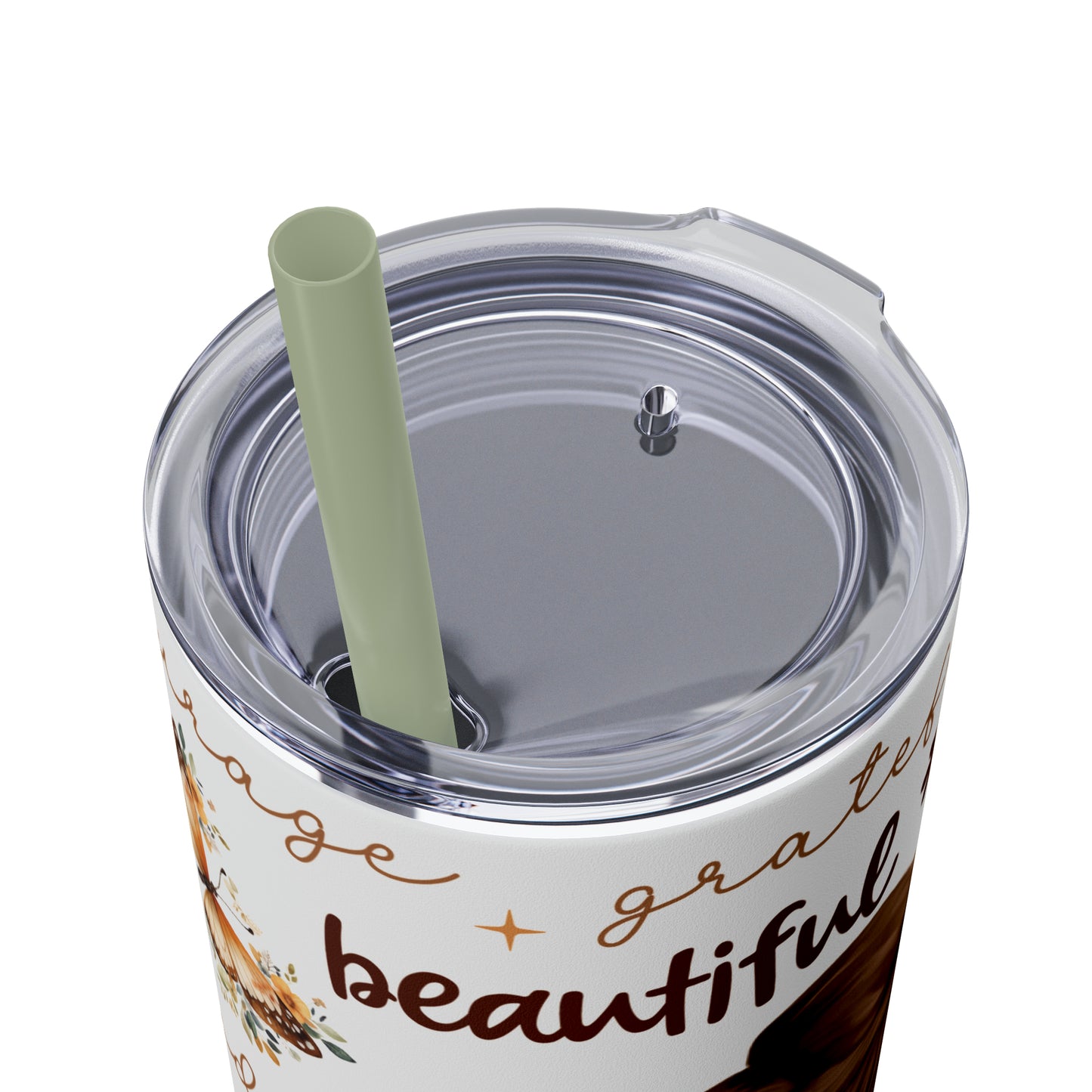 Affirmation Beauty -Skinny Tumbler with Straw, 20oz