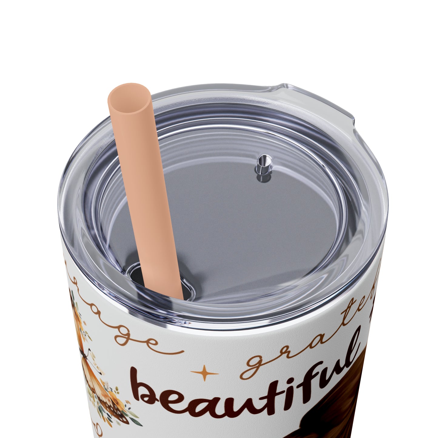 Affirmation Beauty -Skinny Tumbler with Straw, 20oz