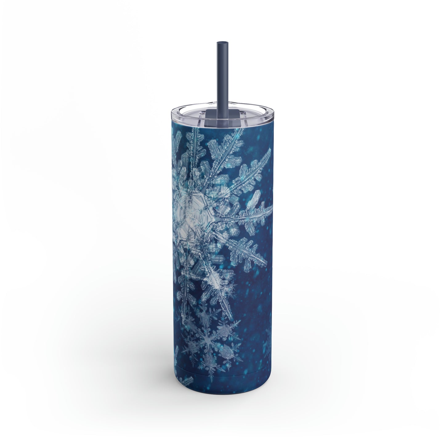 Midnight Sky Snowflakes Maars Maker Skinny Matte Tumbler, 20oz