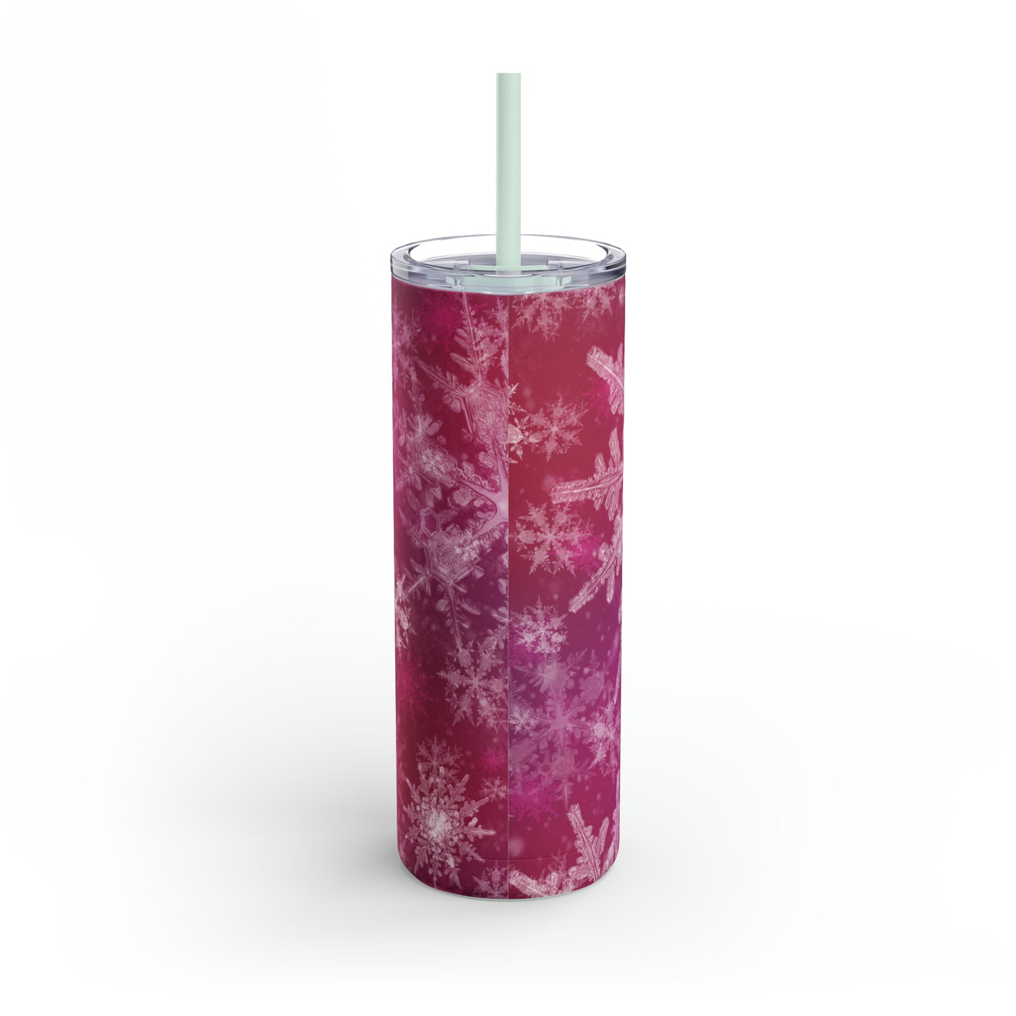 Pink Flamingo Snowflakes Maars Maker Skinny Matte Tumbler, 20oz