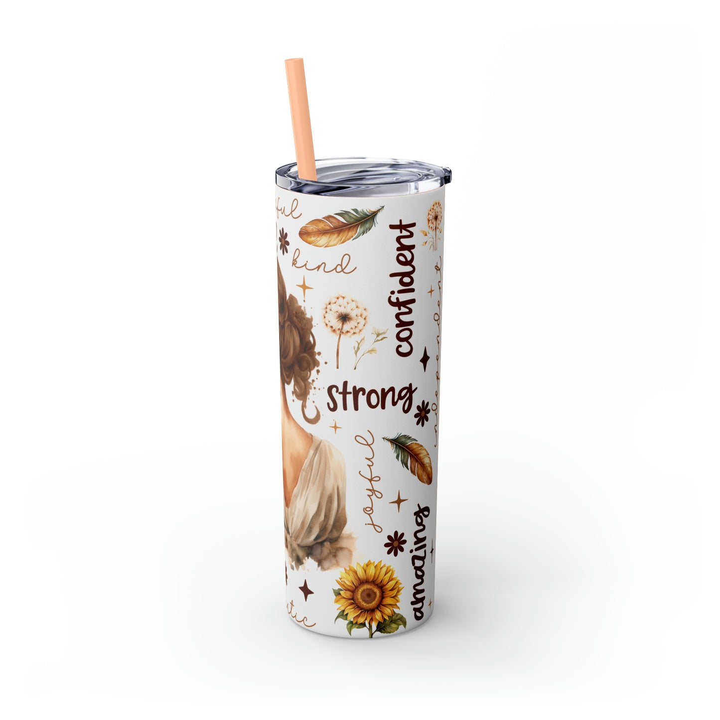 Affirmation Beauty -Skinny Tumbler with Straw, 20oz