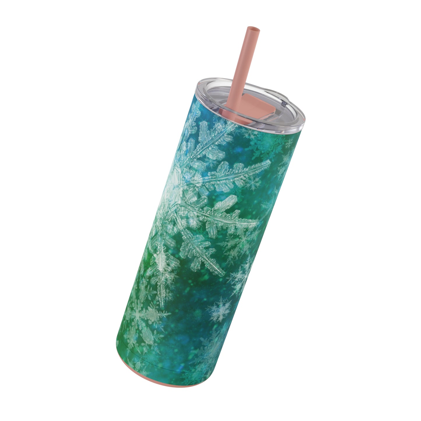 Emerald Green Snowflakes Maars Maker Skinny Matte Tumbler, 20oz