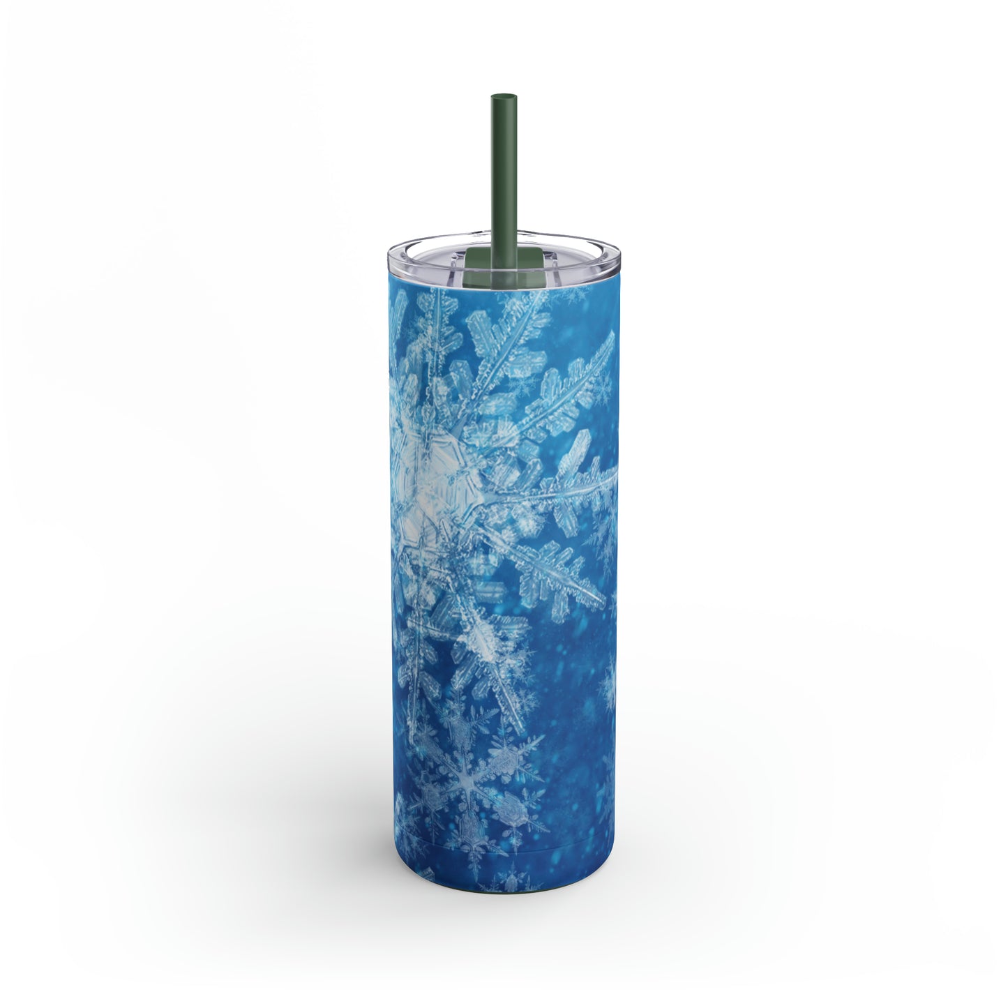 Sky Blue Snowflakes Maars Maker Skinny Matte Tumbler, 20oz