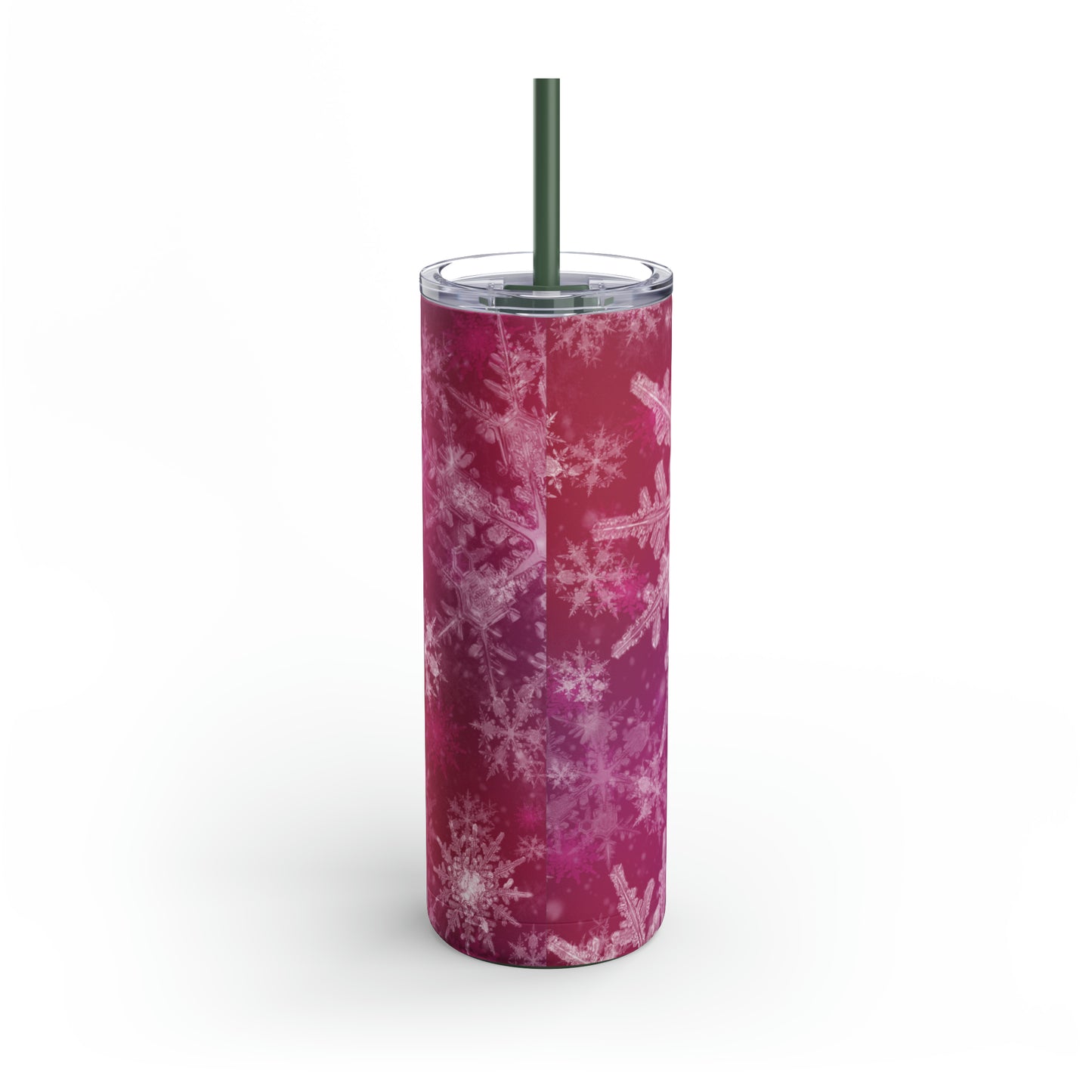 Pink Flamingo Snowflakes Maars Maker Skinny Matte Tumbler, 20oz