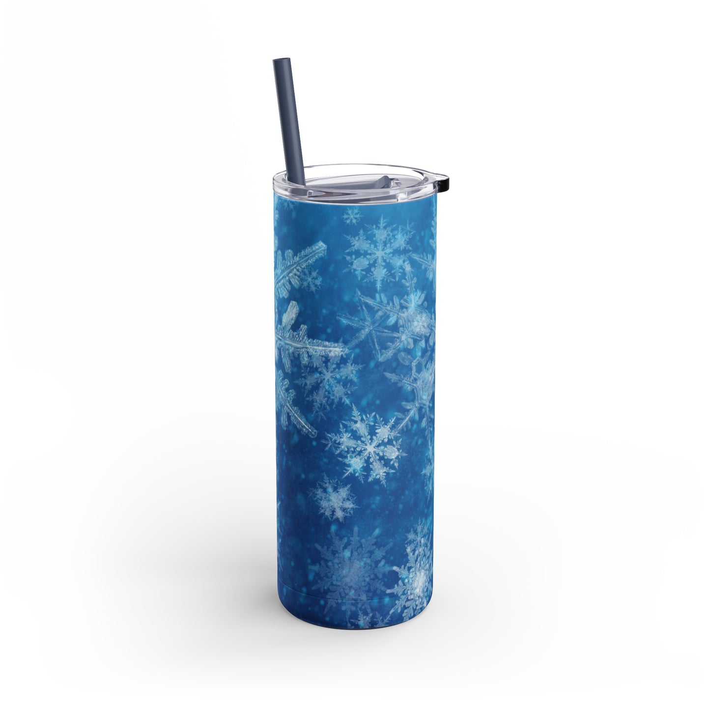 Sky Blue Snowflakes Maars Maker Skinny Matte Tumbler, 20oz