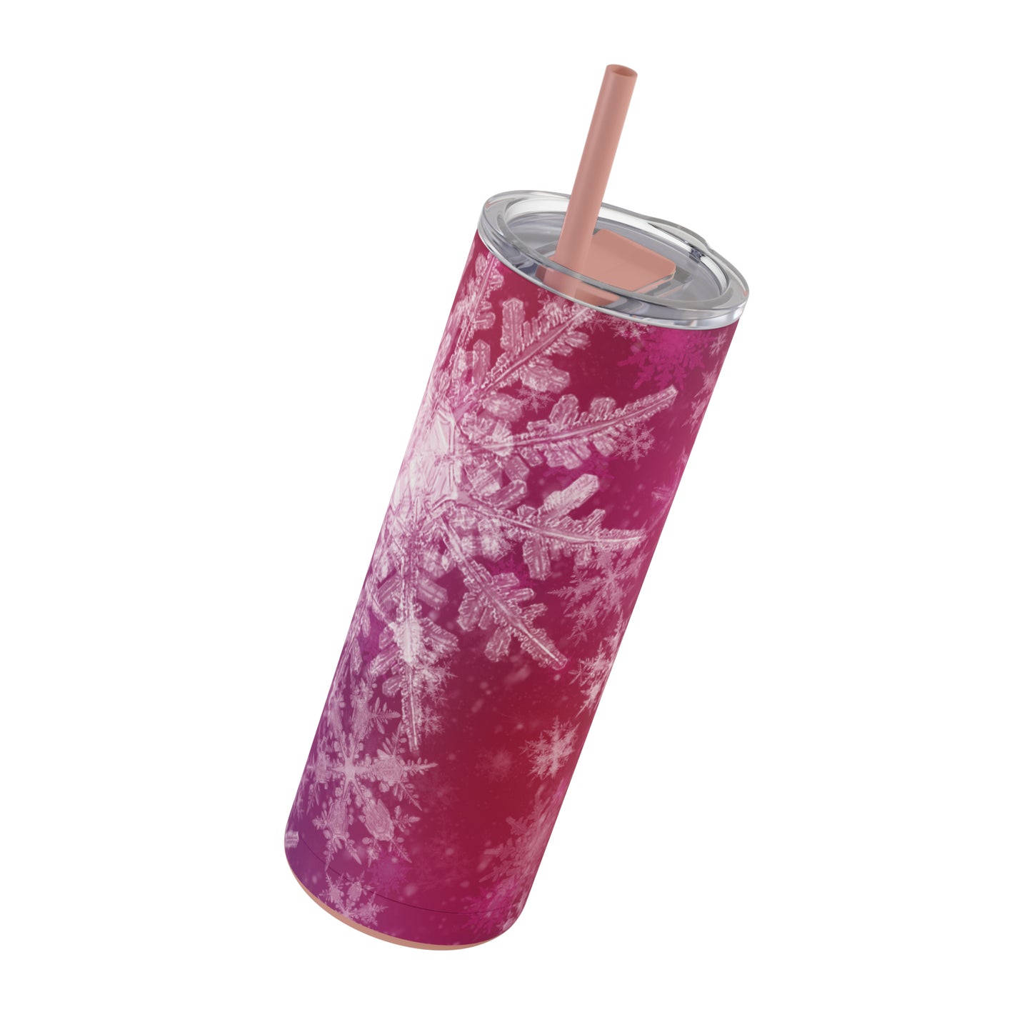 Pink Flamingo Snowflakes Maars Maker Skinny Matte Tumbler, 20oz
