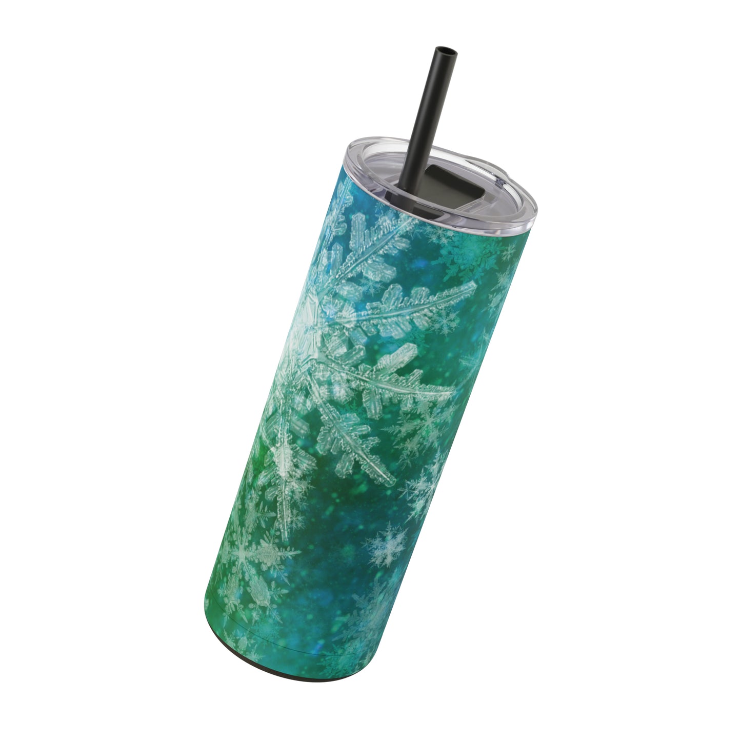 Emerald Green Snowflakes Maars Maker Skinny Matte Tumbler, 20oz