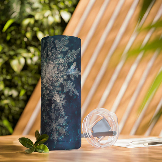 Midnight Sky Snowflakes Maars Maker Skinny Matte Tumbler, 20oz