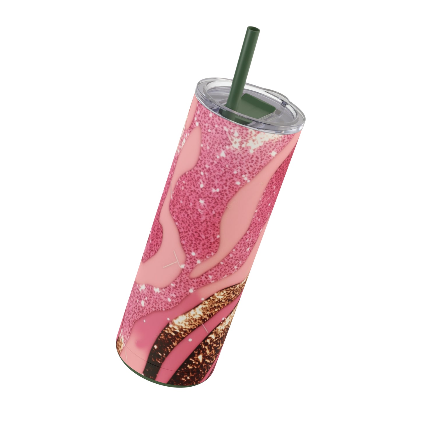 Glitter Pink Animal Maars Maker Skinny Matte Tumbler, 20oz