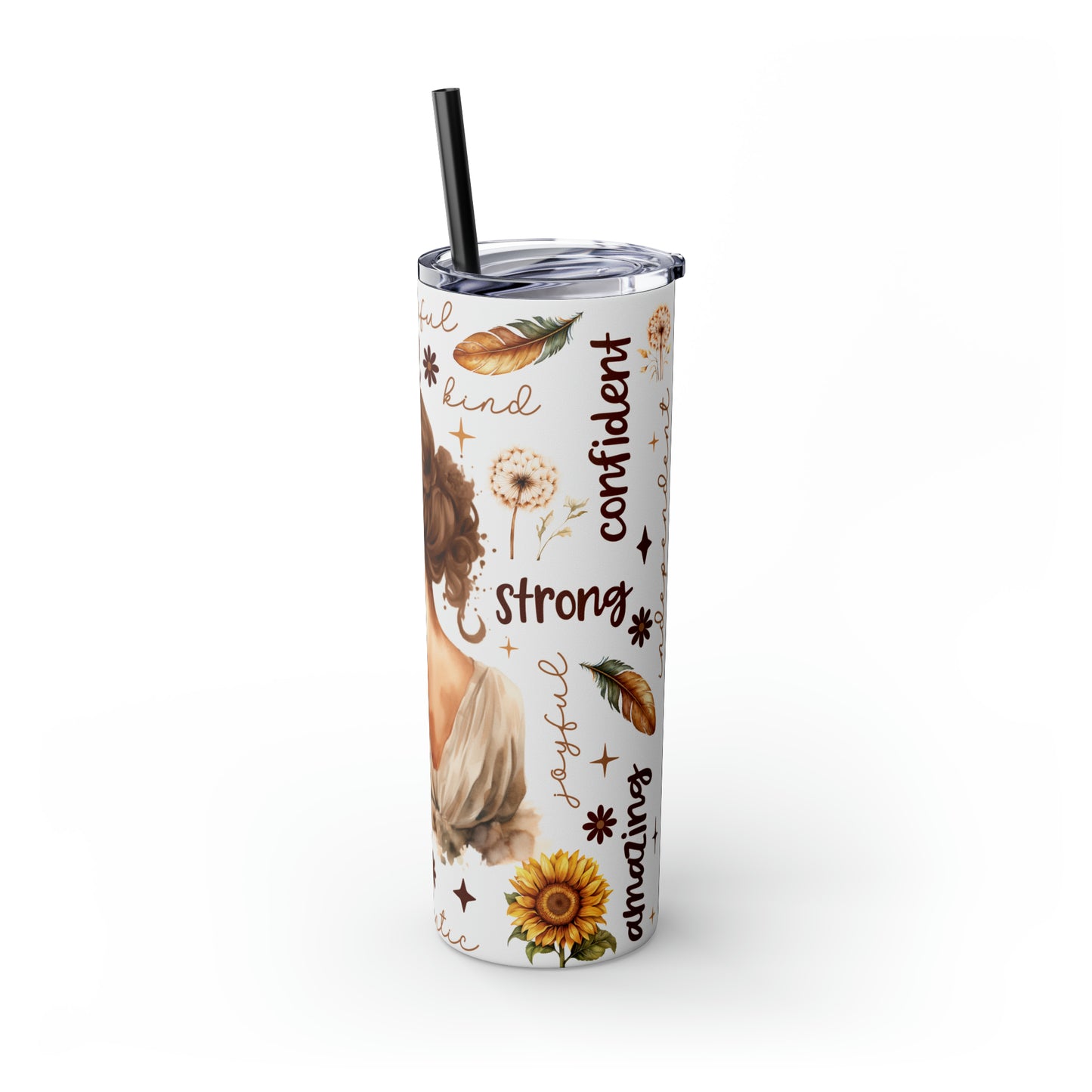 Affirmation Beauty -Skinny Tumbler with Straw, 20oz