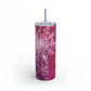 Pink Flamingo Snowflakes Maars Maker Skinny Matte Tumbler, 20oz