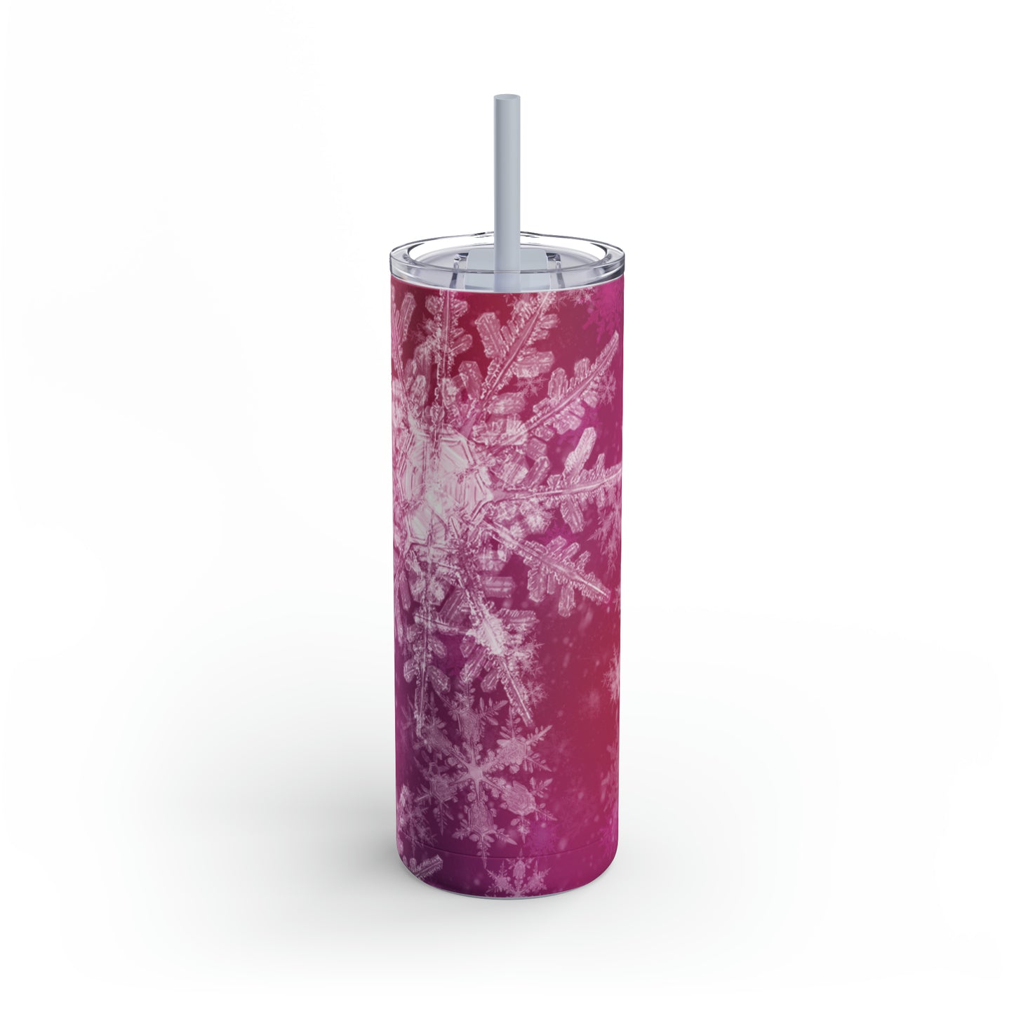 Pink Flamingo Snowflakes Maars Maker Skinny Matte Tumbler, 20oz