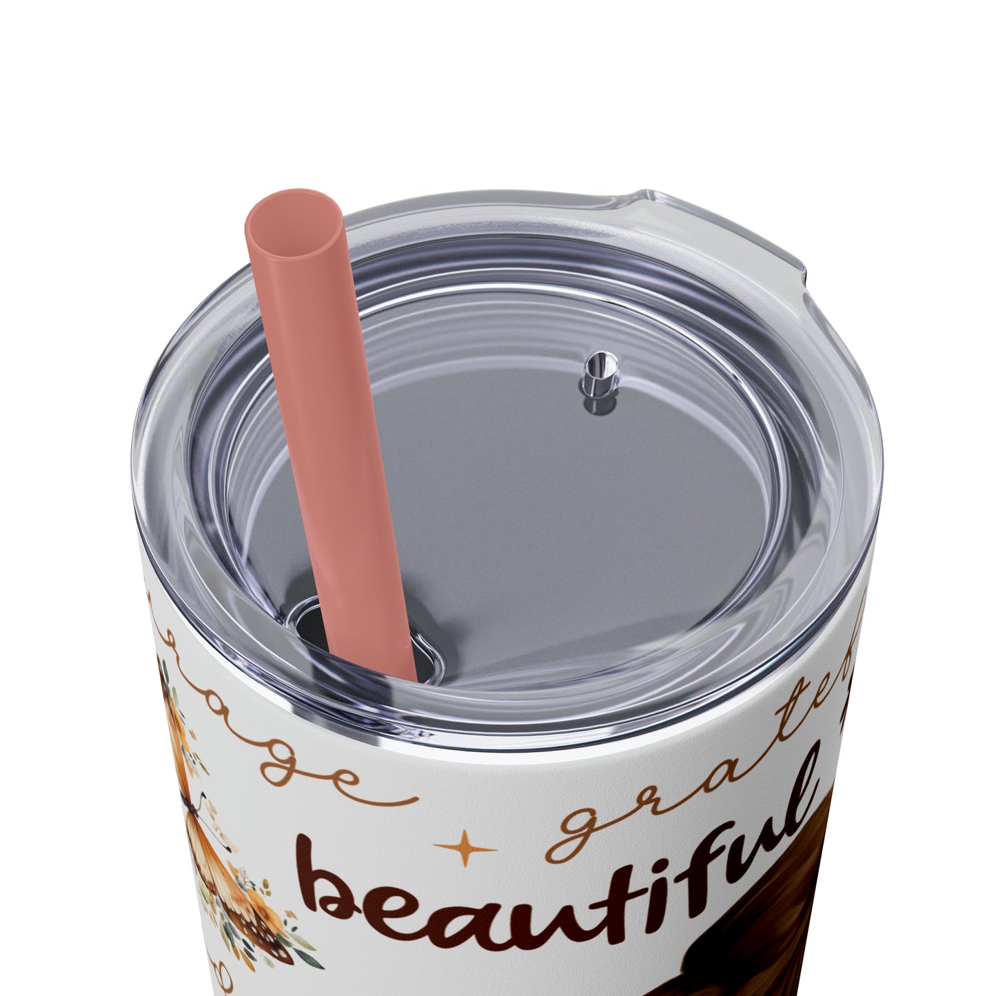 Affirmation Beauty -Skinny Tumbler with Straw, 20oz