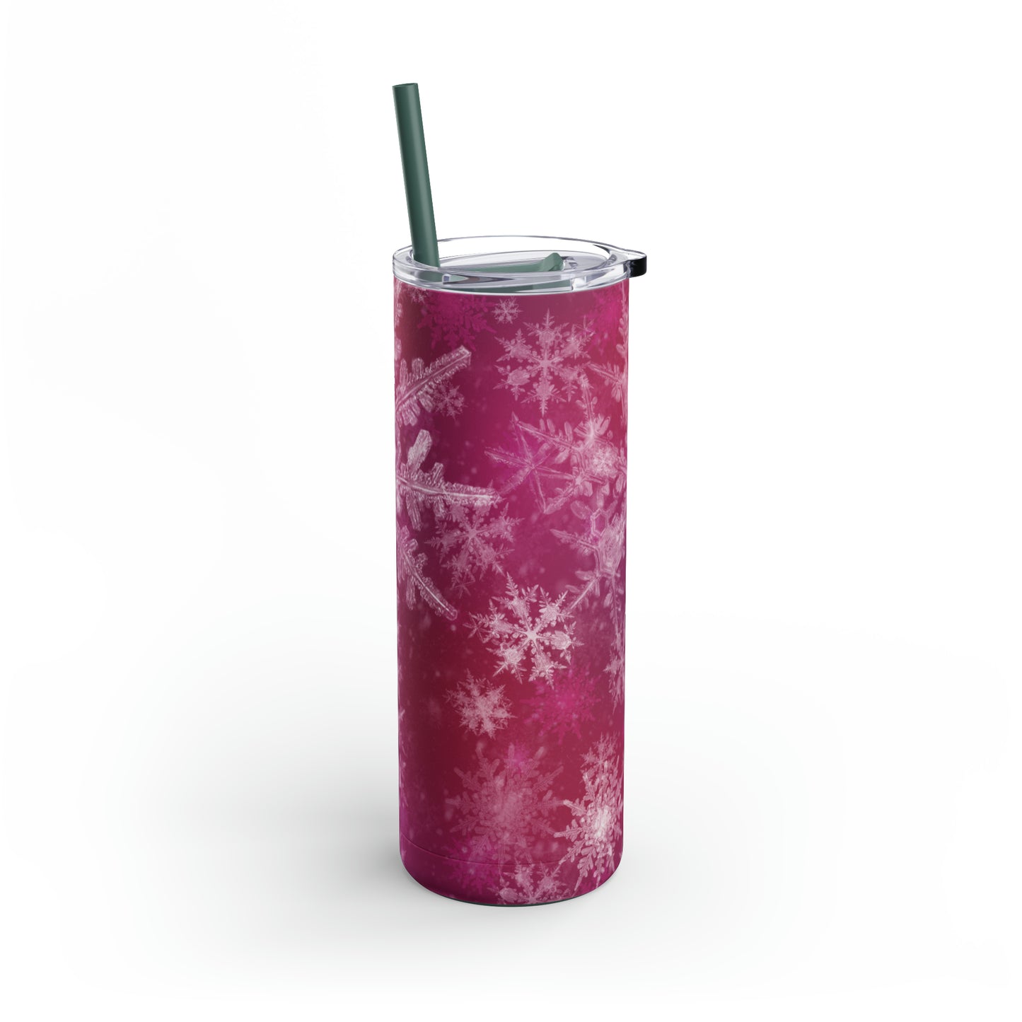 Pink Flamingo Snowflakes Maars Maker Skinny Matte Tumbler, 20oz