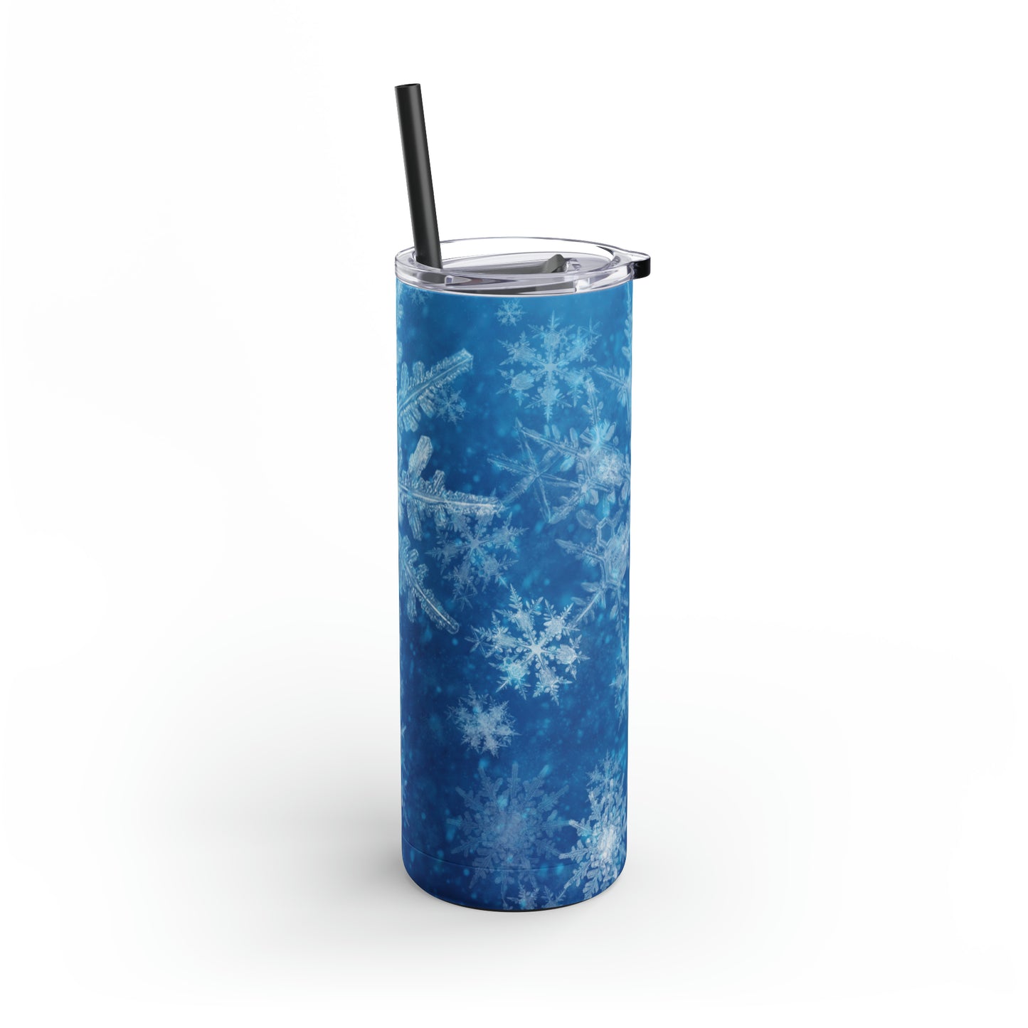 Sky Blue Snowflakes Maars Maker Skinny Matte Tumbler, 20oz