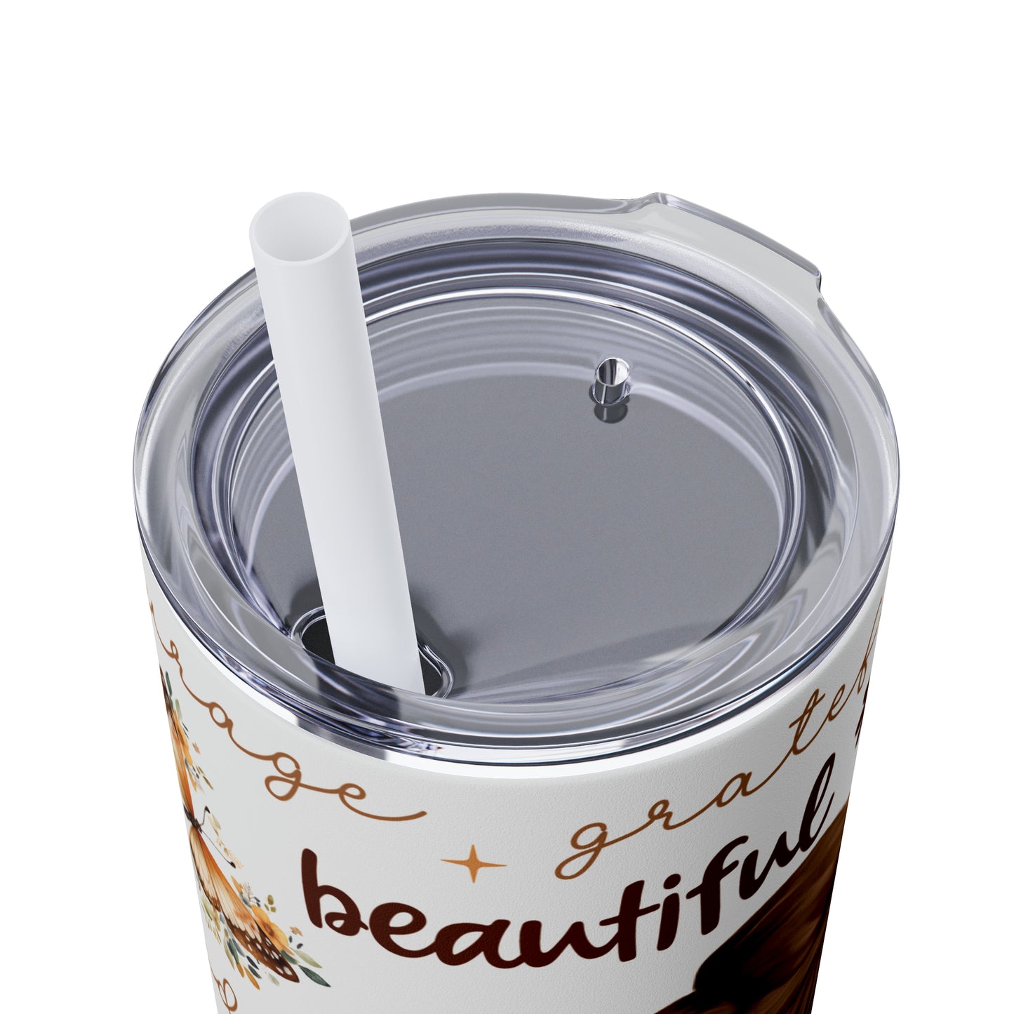 Affirmation Beauty -Skinny Tumbler with Straw, 20oz