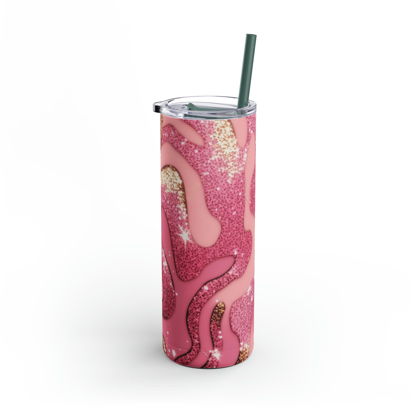 Glitter Pink Animal Maars Maker Skinny Matte Tumbler, 20oz