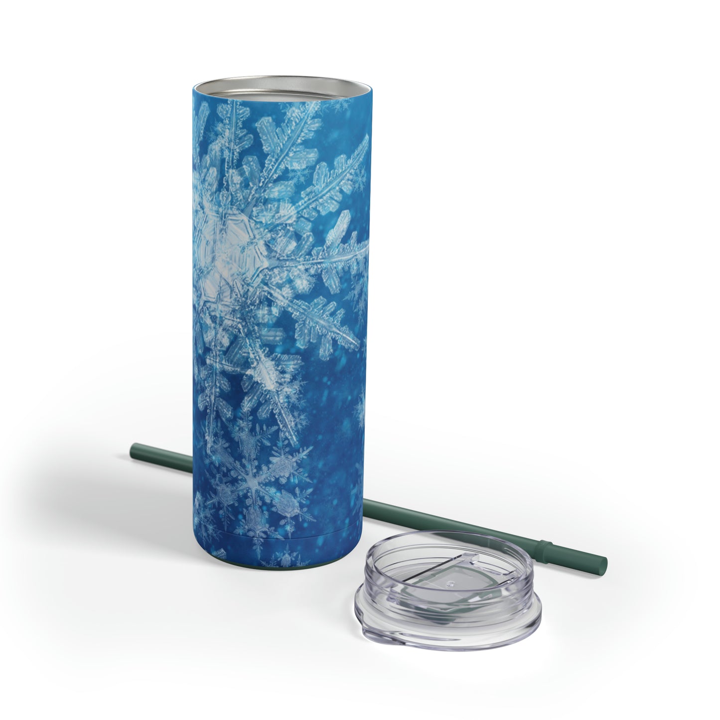 Sky Blue Snowflakes Maars Maker Skinny Matte Tumbler, 20oz