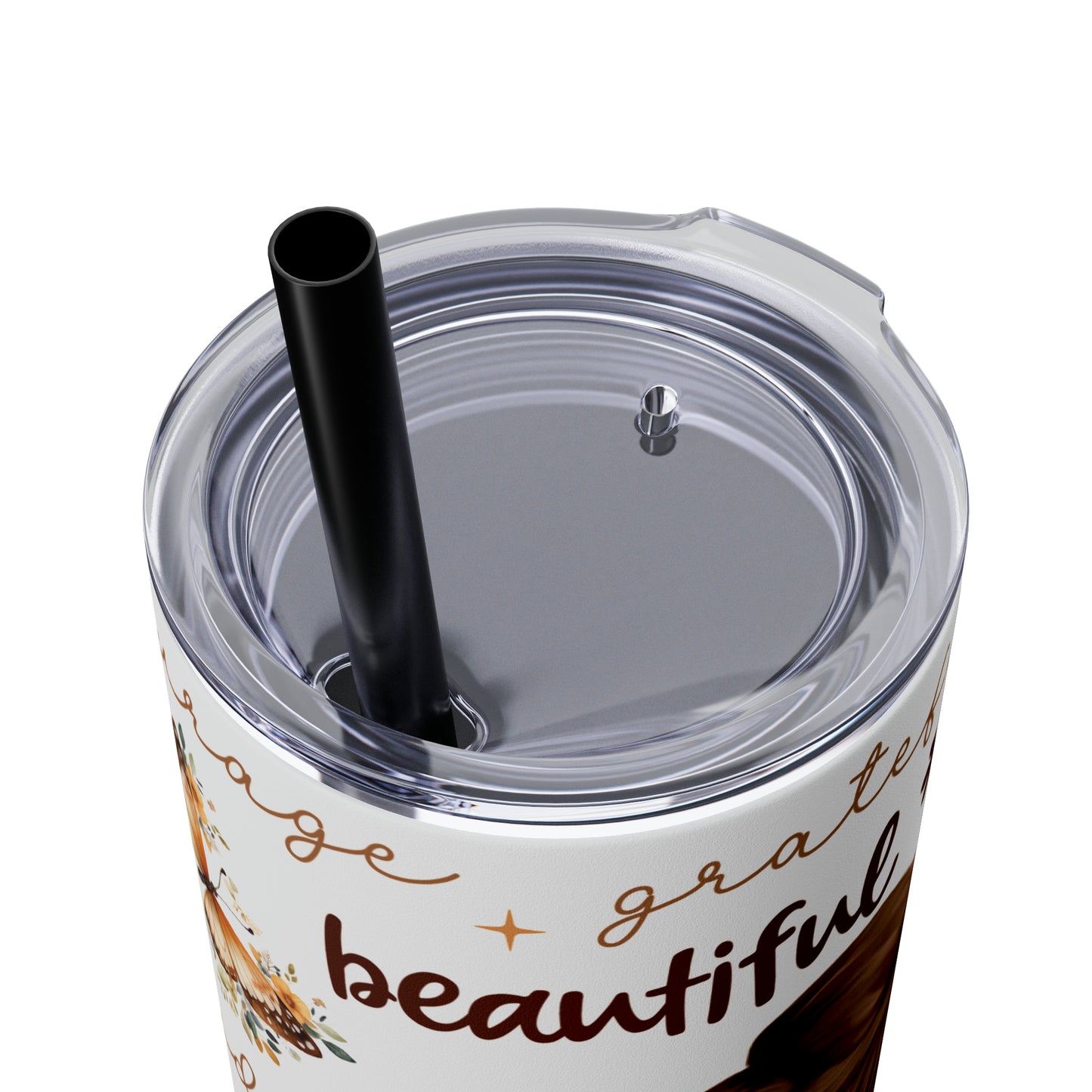 Affirmation Beauty -Skinny Tumbler with Straw, 20oz