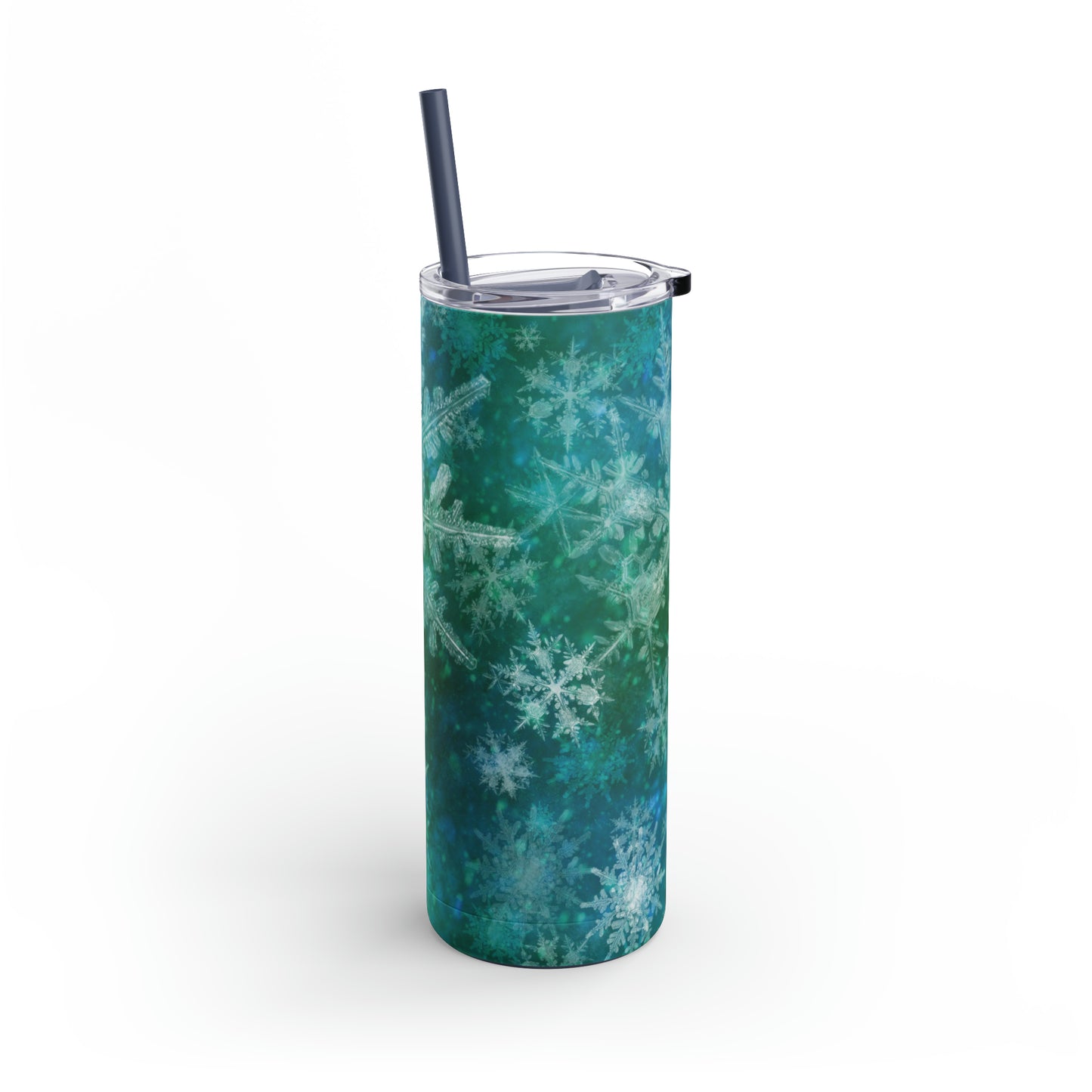 Emerald Green Snowflakes Maars Maker Skinny Matte Tumbler, 20oz