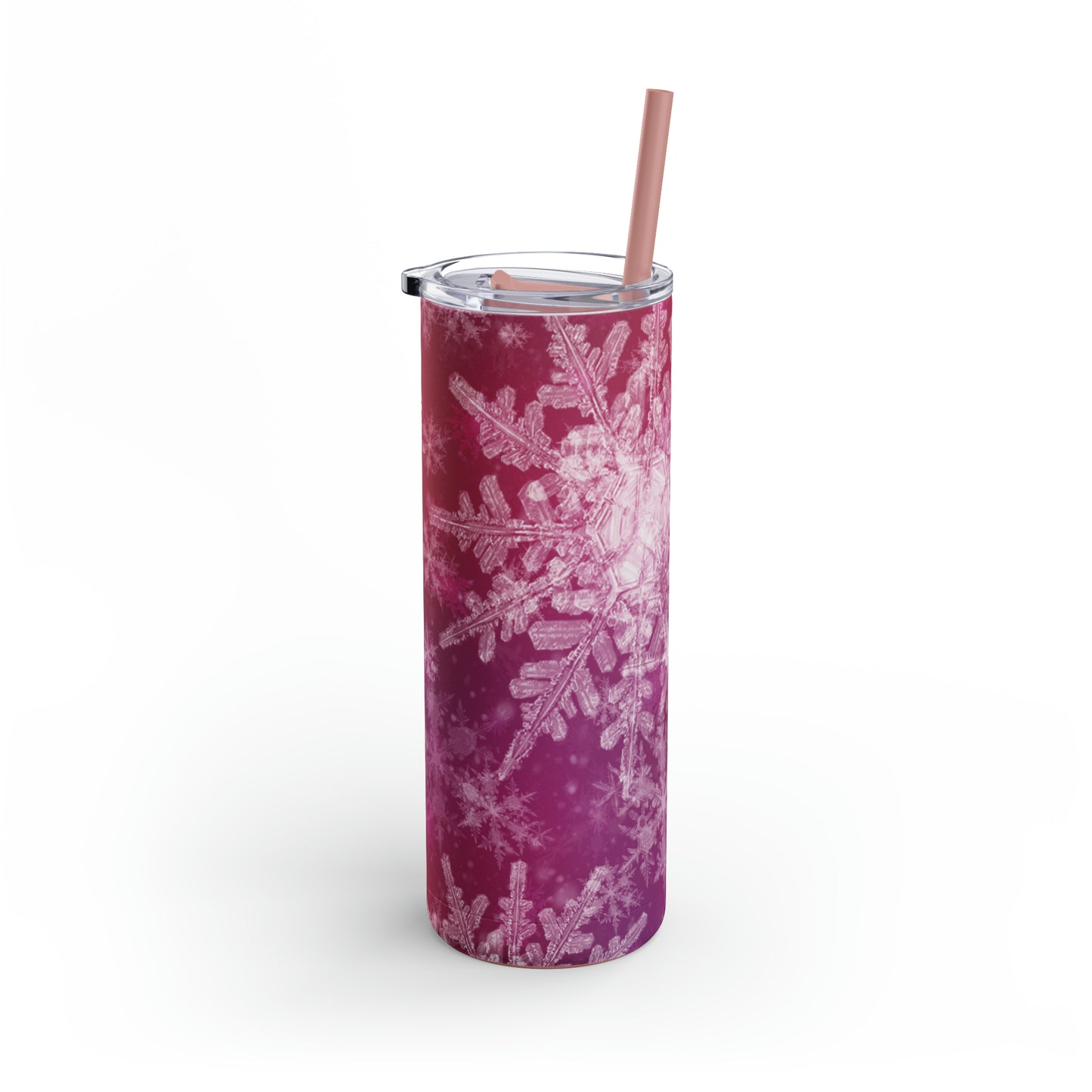 Pink Flamingo Snowflakes Maars Maker Skinny Matte Tumbler, 20oz