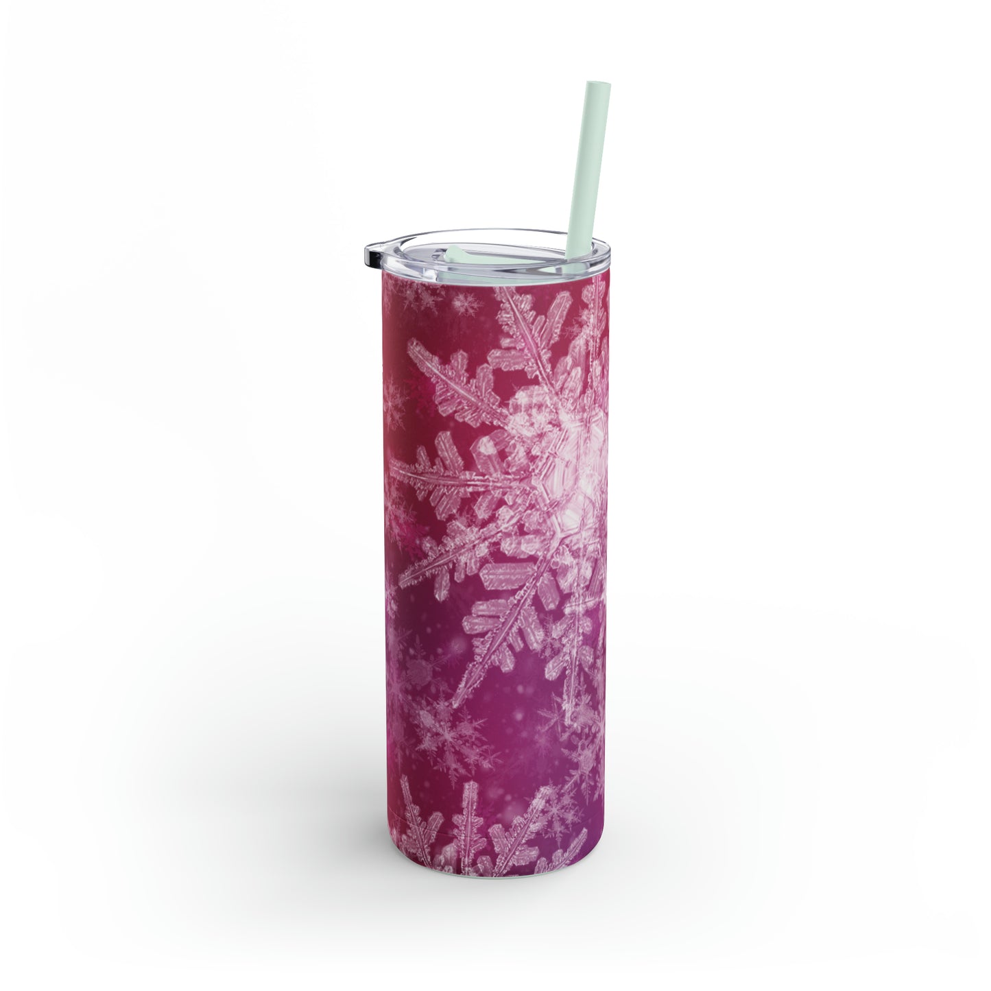 Pink Flamingo Snowflakes Maars Maker Skinny Matte Tumbler, 20oz