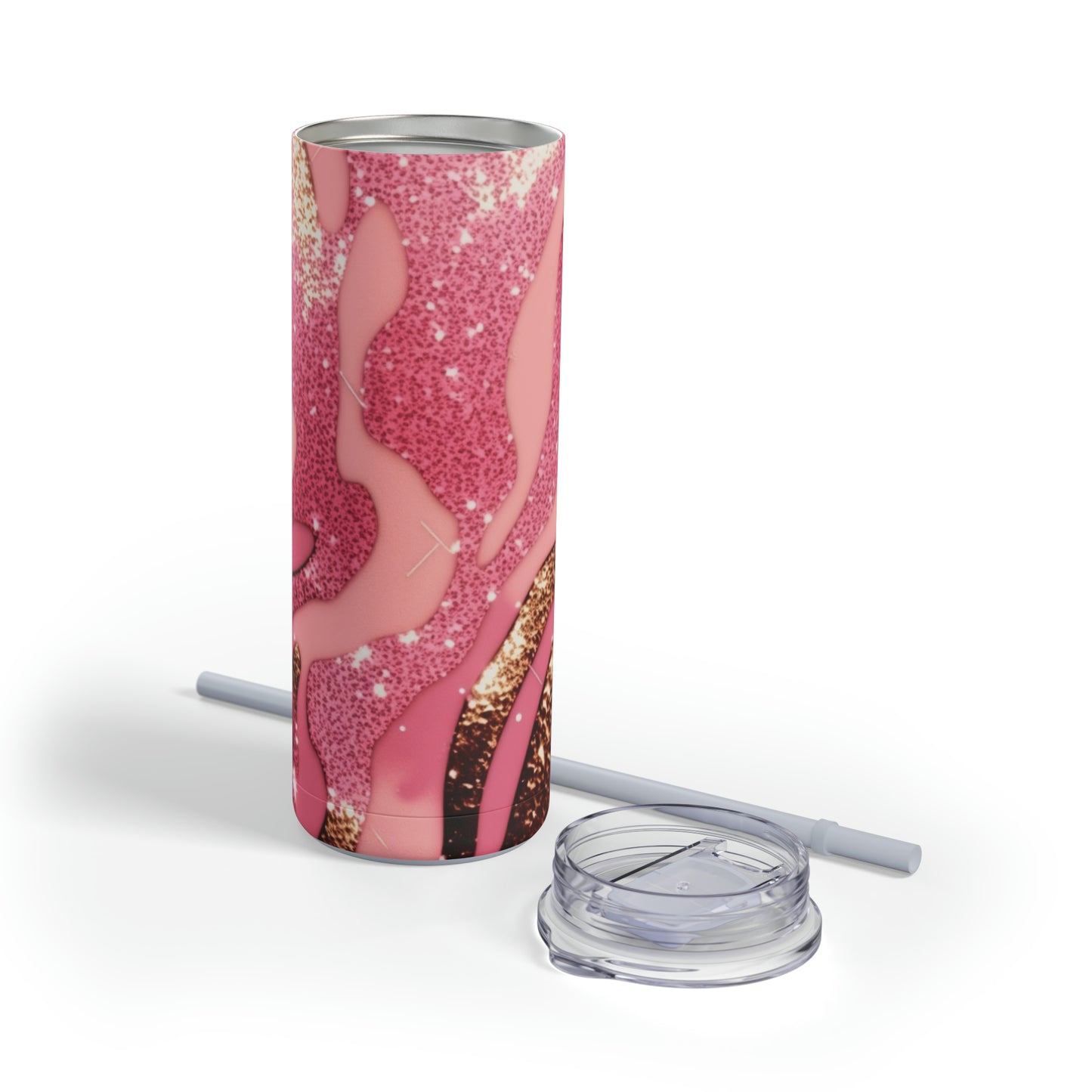Glitter Pink Animal Maars Maker Skinny Matte Tumbler, 20oz