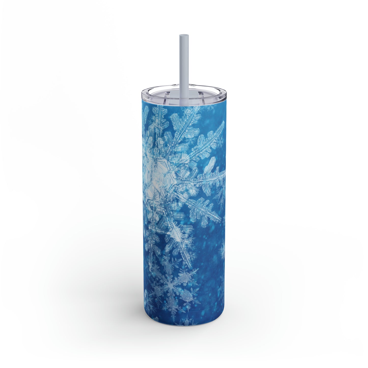 Sky Blue Snowflakes Maars Maker Skinny Matte Tumbler, 20oz