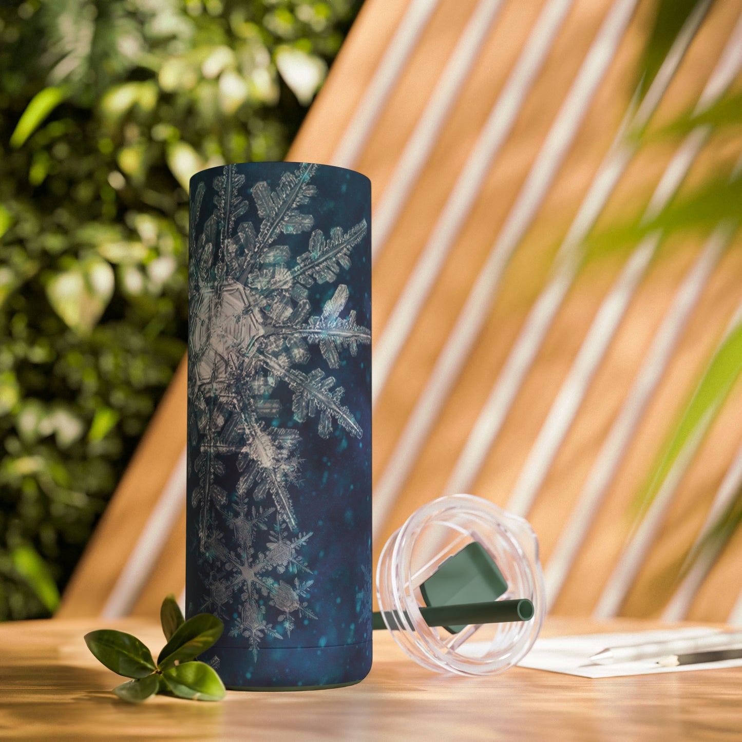 Midnight Sky Snowflakes Maars Maker Skinny Matte Tumbler, 20oz