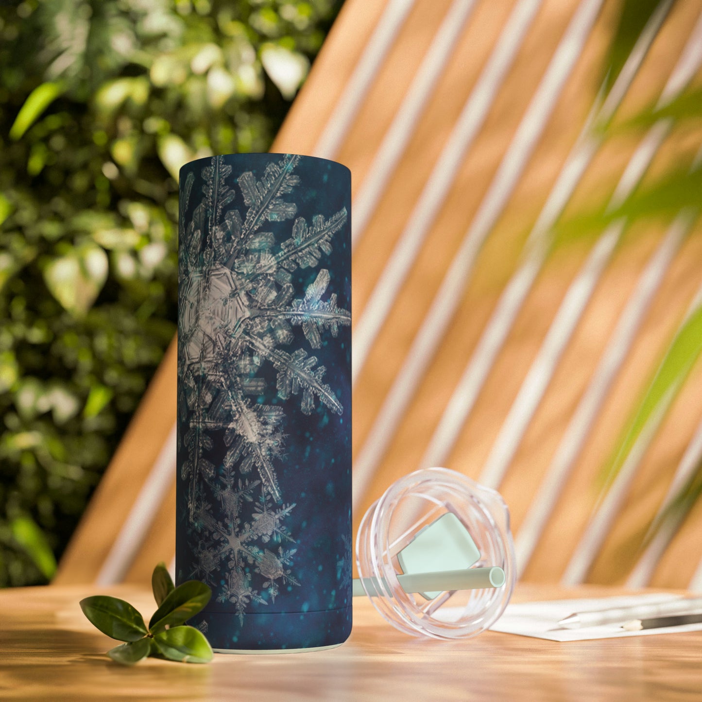 Midnight Sky Snowflakes Maars Maker Skinny Matte Tumbler, 20oz